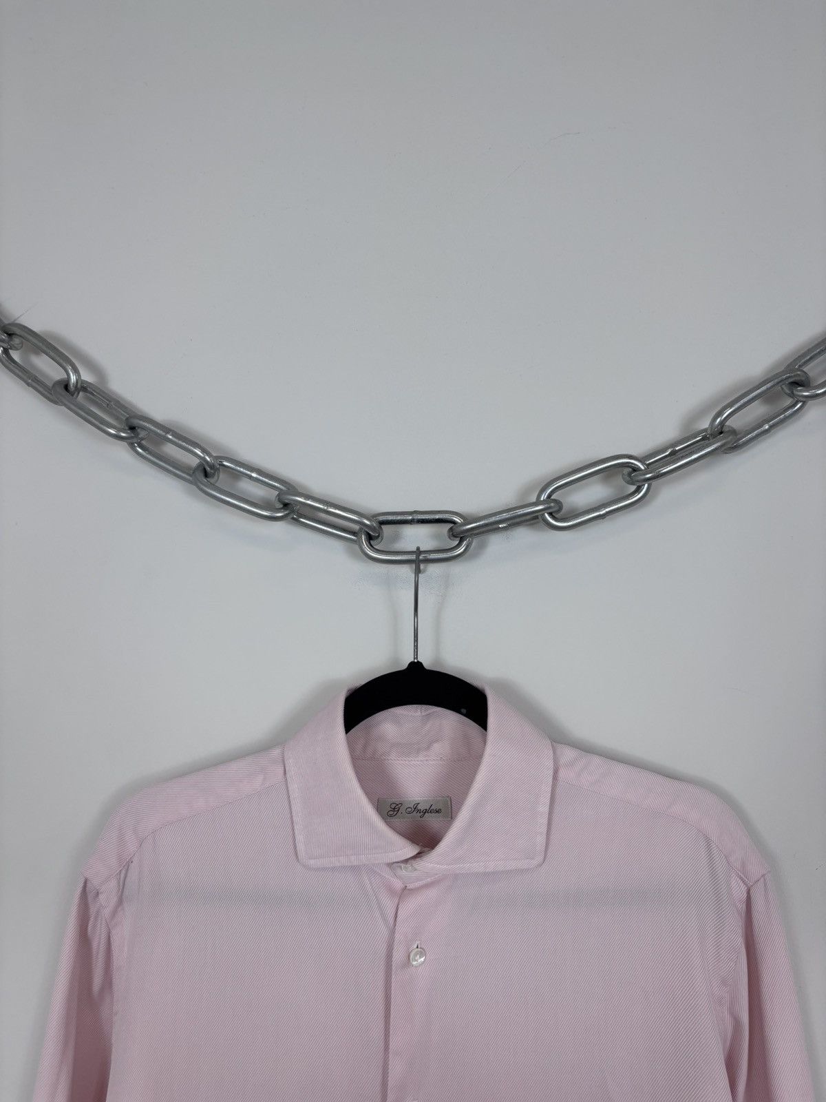 G. Inglese G. Inglese Men’s Pink Long Sleeve Button Up Shirt Size US L / EU 52-54 / 3 - 3 Thumbnail