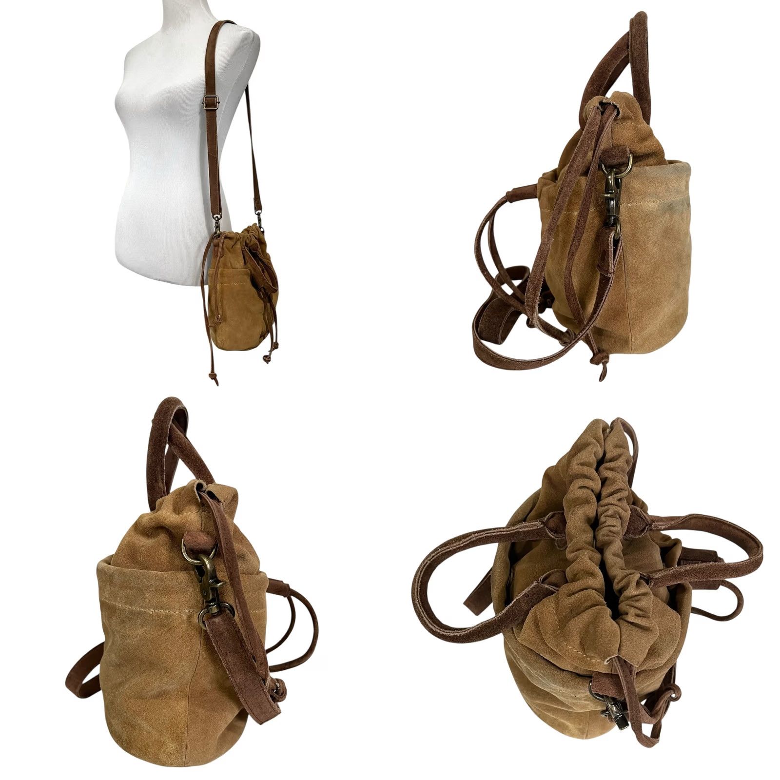 Free People Free People Purse Scout Slouchy Crossbody Tan Brown Suede Drawstring Mini Bag Women's Shoulder Bag Size ONE SIZE - 8 Thumbnail