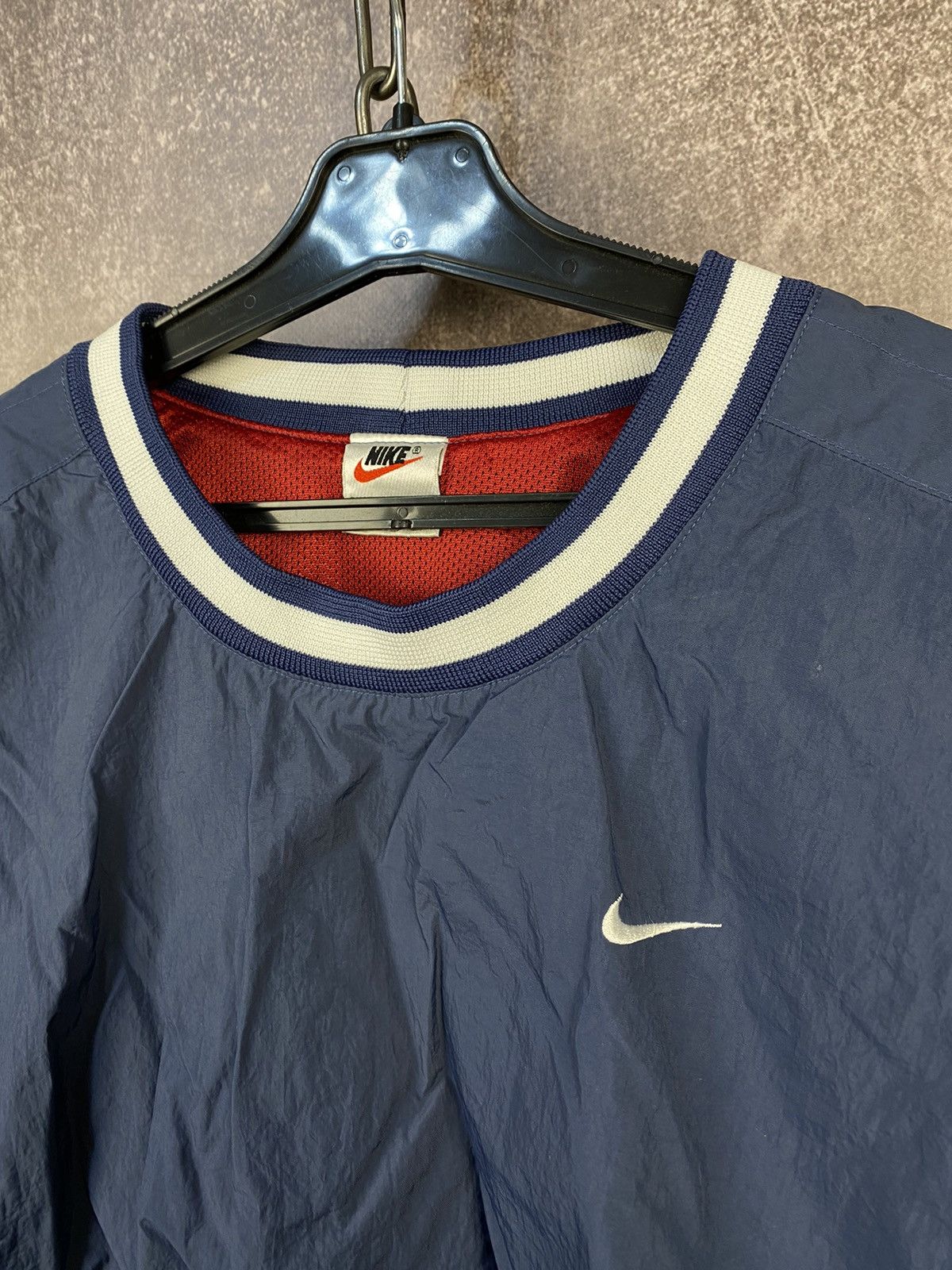 Nike × Vintage Vintage Nike Nylon Drill Blue Boxy Sweatshirt Size US S / EU 44-46 / 1 - 6 Thumbnail