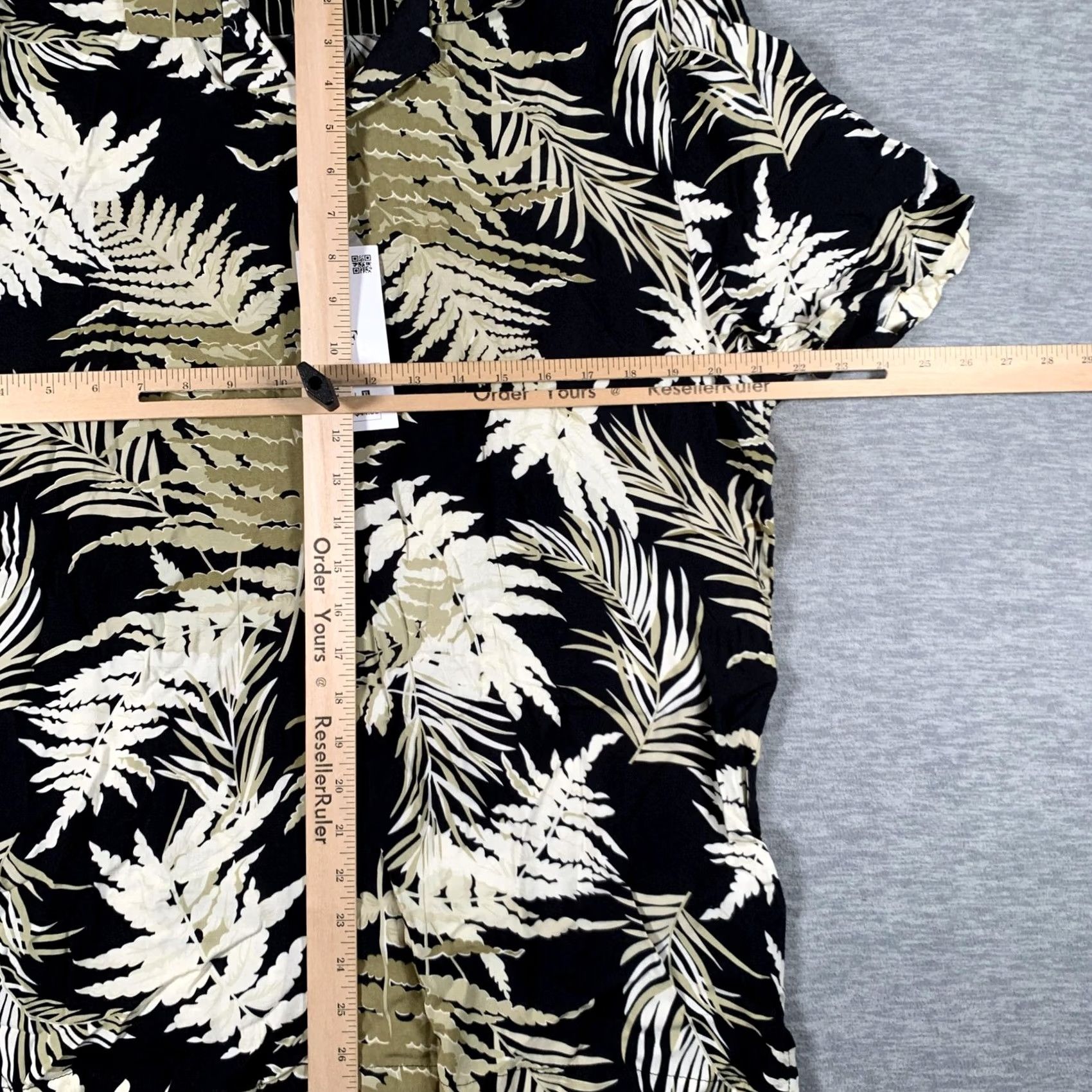 Denime Denim & Flower Shirt Mens XL Black Tropical Leaf Aloha Short Sleeve Button Front Size US XL / EU 56 / 4 - 7 Thumbnail
