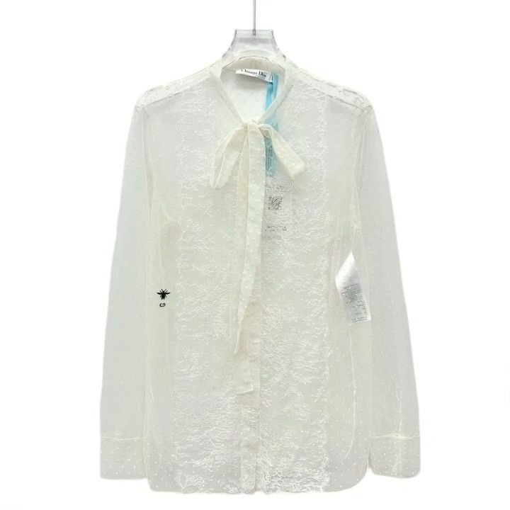 Dior Dior White Bee Embroidery Silk Shirt Size S / US 4 / IT 40 - 1 Thumbnail