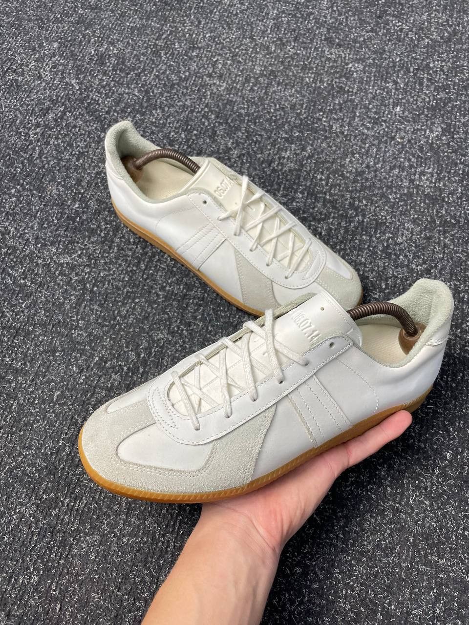 Budweiser Gat Bw Sport Leather Shoes Maison Margiela Replica in White, Men's (Size 9.5)