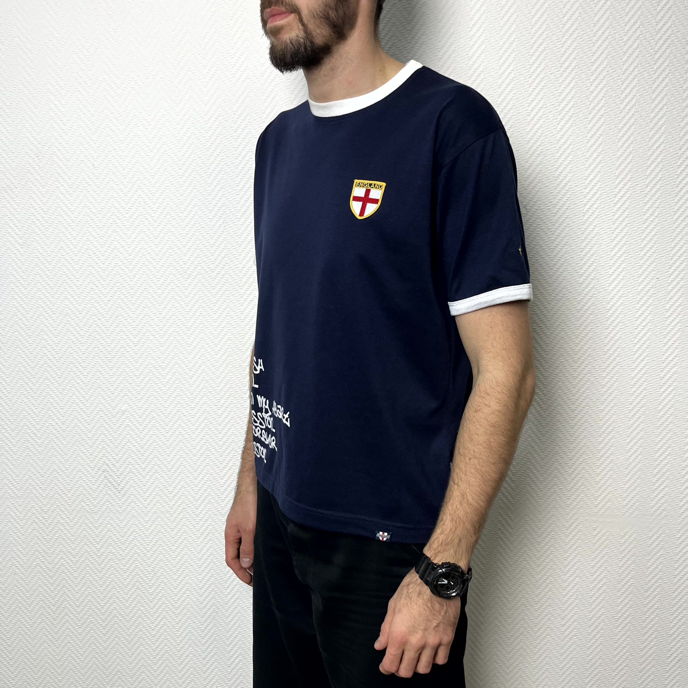 Vintage England Football T-Shirt Logo Cotton Navy Blue Size M Size US M / EU 48-50 / 2 - 11 Thumbnail