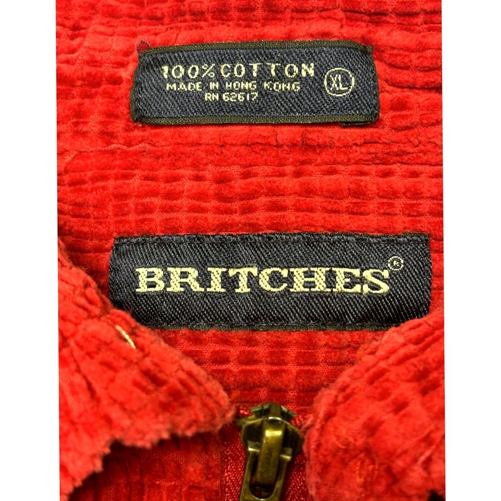 Greats VTG Britches Corduroy Shirt 1/2 Zip Pocket Red Cotton Long Sleeve Mens XL Button-Up Size US XL / EU 56 / 4 - 5 Thumbnail