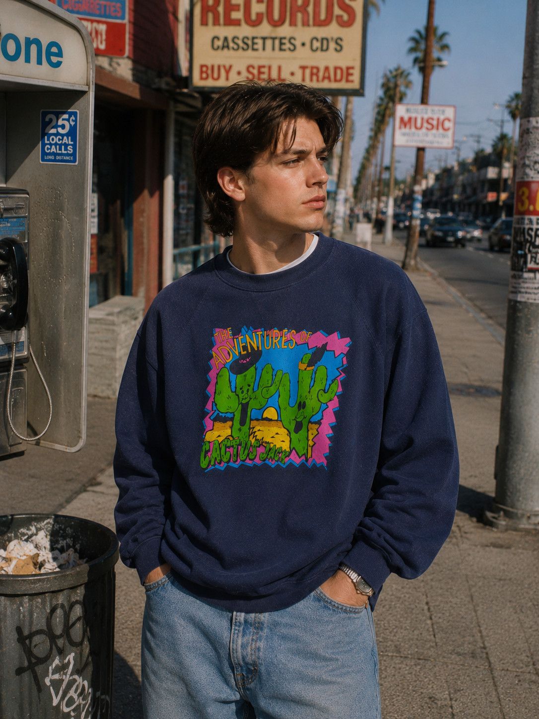 Vintage Vintage 90s Sweatshirt The Adventures Cactus Jack Size US XL / EU 56 / 4 - 2 Thumbnail