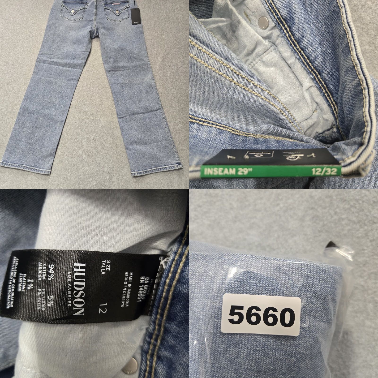 Hudson Hudson Jeans Womens 12 Blue Icy Blue Straight Leg Denim Stretch Classic Pockets Jeans Size 34" / US 12 / IT 48 - 9 Thumbnail