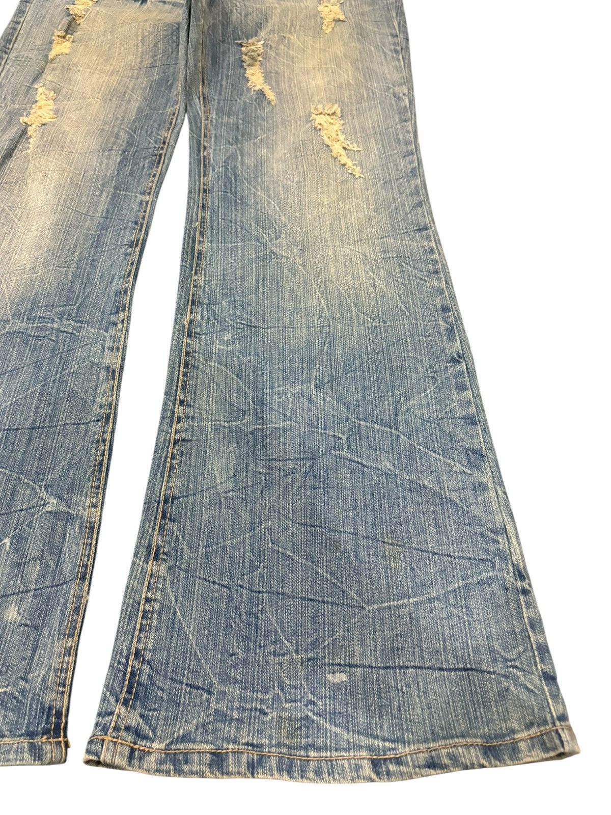 Yoshiyuki Konishi Vintage Japanese Brand Crack Wash Distressed Flare Jeans Size 34" / US 12 / IT 48 - 7 Thumbnail