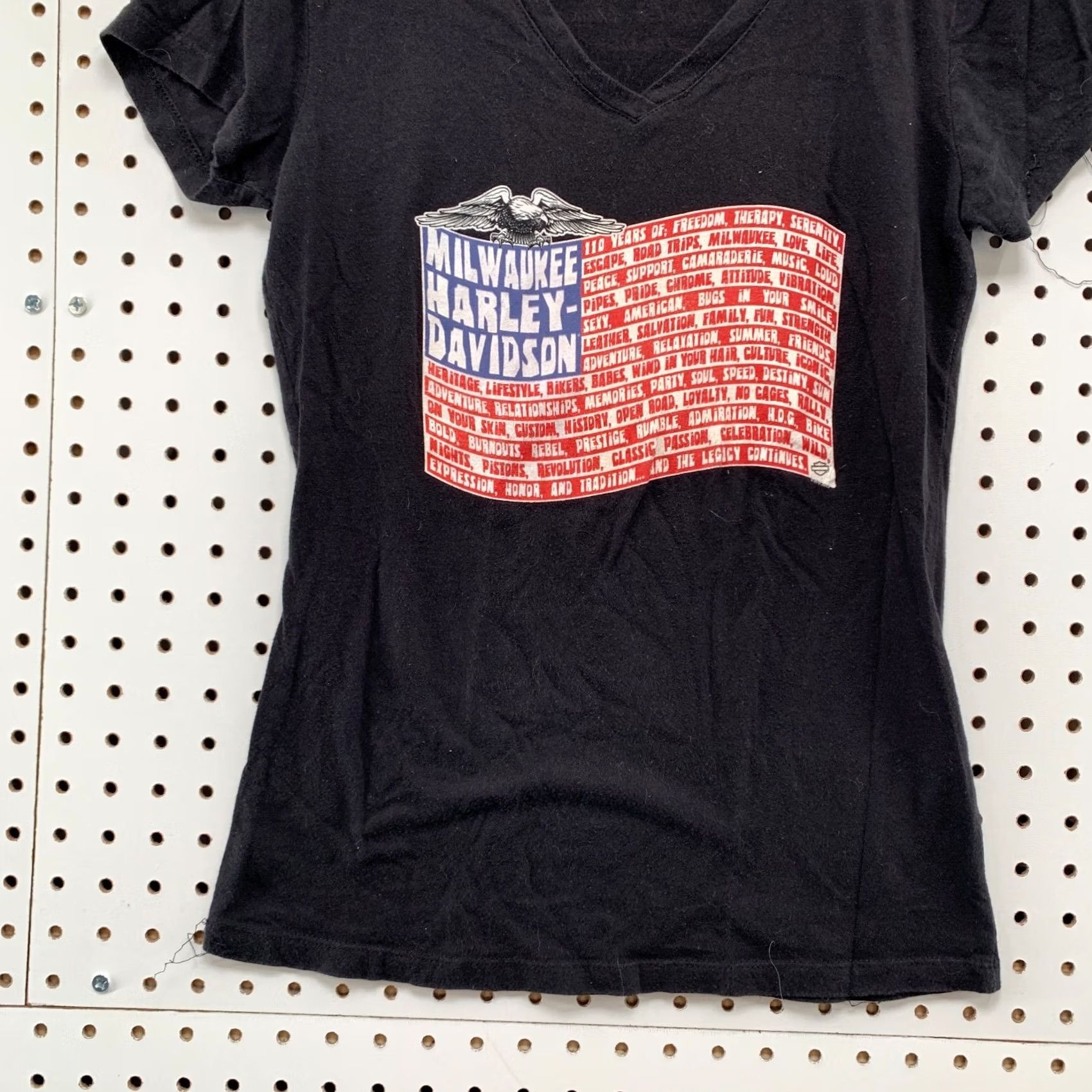 Harley Davidson Harley-Davidson Motorcycle Womens M Top Black USA Flag V-Neck T-Shirt Size M / US 6-8 / IT 42-44 - 7 Thumbnail