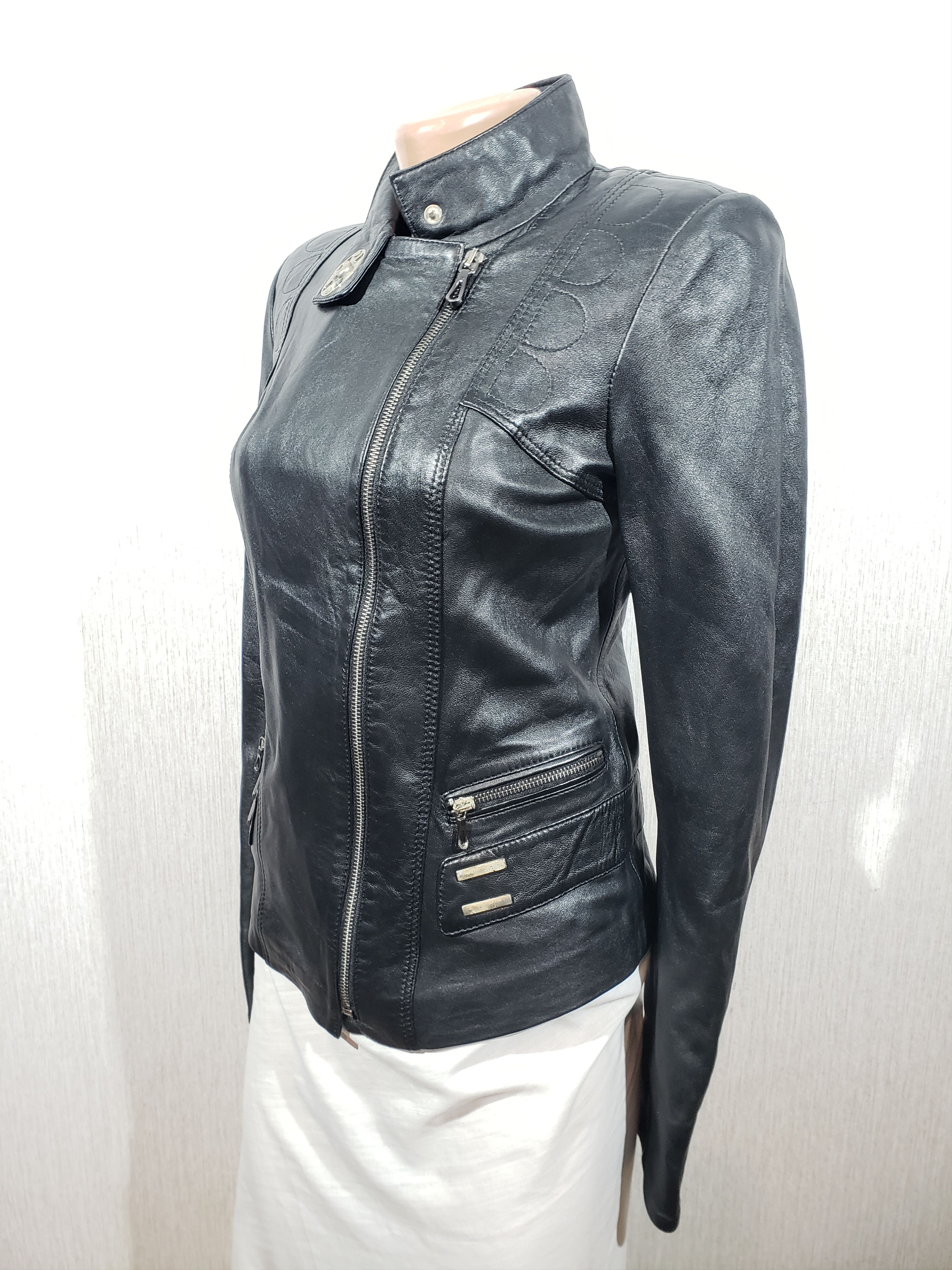 Other Black women's leather sports jacket. Size XXS / US 00 / IT 34 - 3 Thumbnail