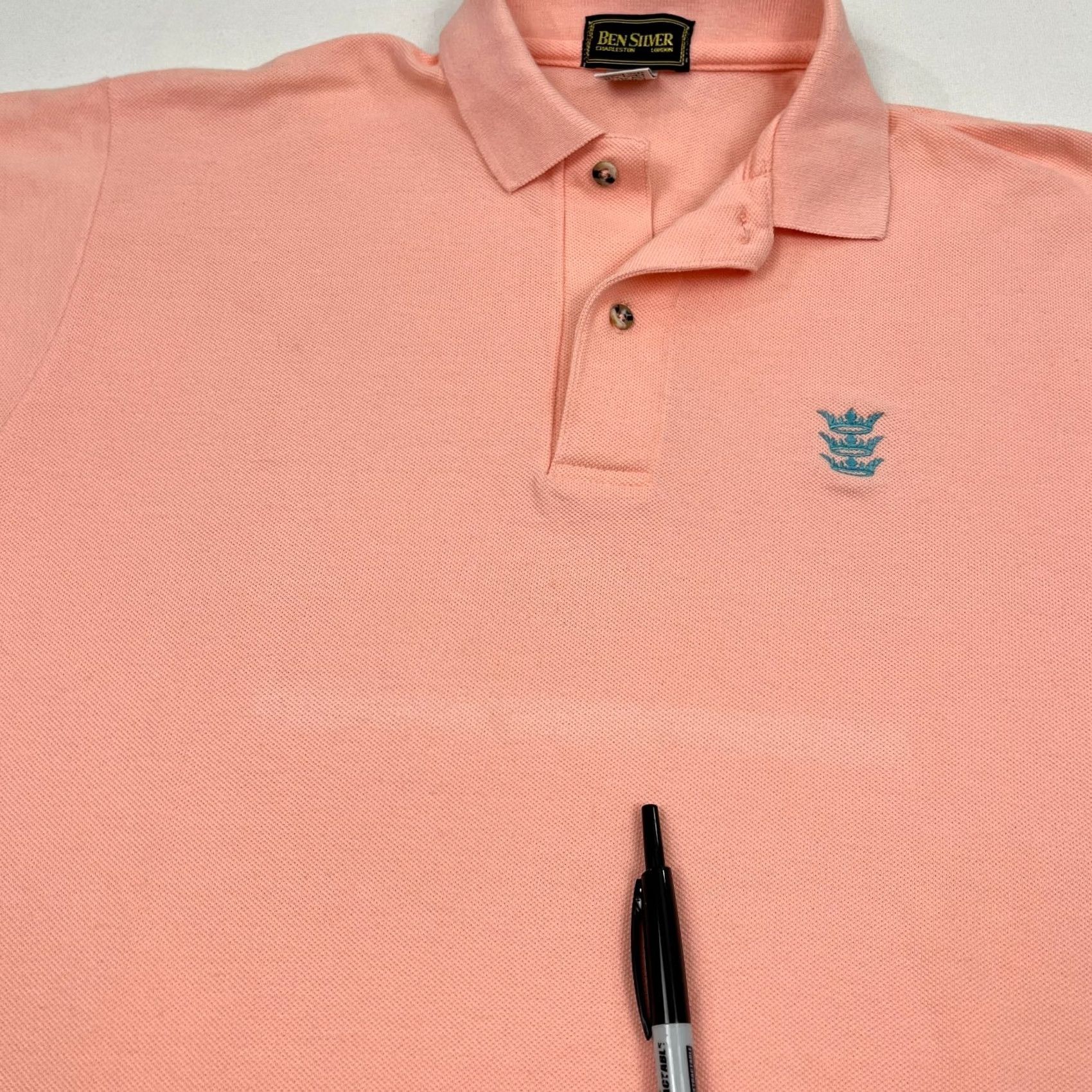 Vintage Ben Silver Polo Shirt Mens M Coral Pink Combed Cotton Knit Embroidered Preppy Shirt Polo Men M Coral Pink Embroidered Logo 90s Vintage not applicable Size US M / EU 48-50 / 2 - 5 Thumbnail