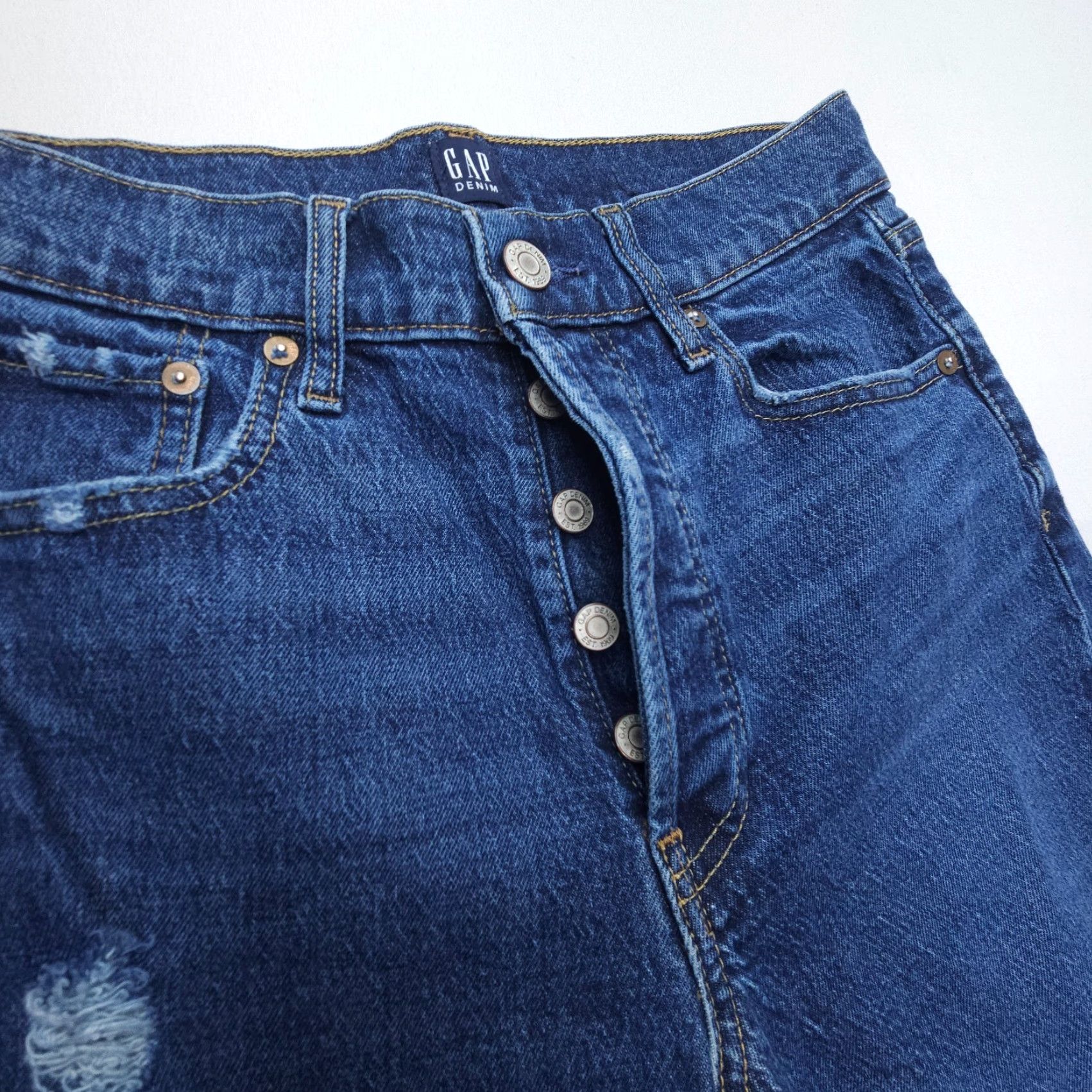 Gap VINTAGE Gap 1969 Jeans - 90s Style Straight High Rise Denim 4 / 27 Dark Blue Womens Jeans Size 27" / US 4 / IT 40 - 3 Thumbnail
