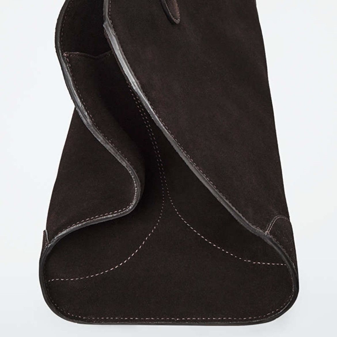 Cos COS Studio Bowling Bag NWT Dark Brown Suede Size ONE SIZE - 6 Thumbnail