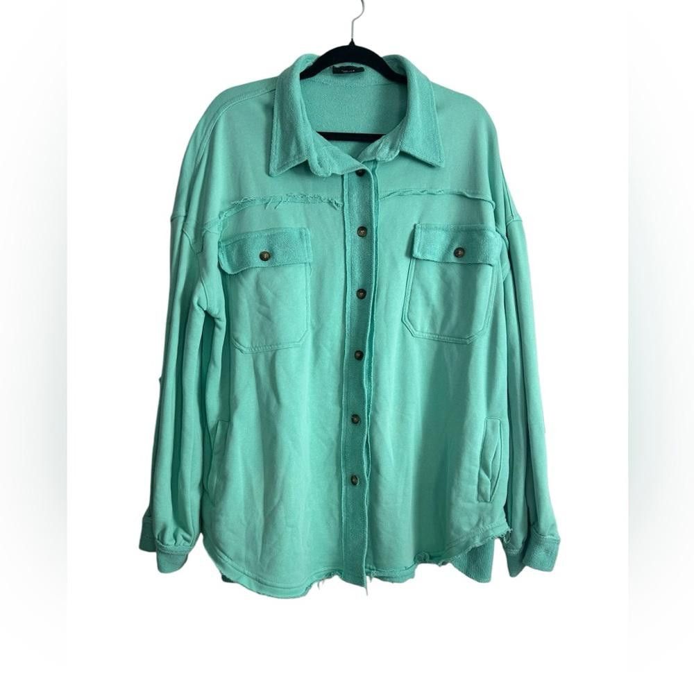 Designer VICI l Charliegh Cotton Blend Shacket Mint Green Medium Size M / US 6-8 / IT 42-44 - 2 Thumbnail