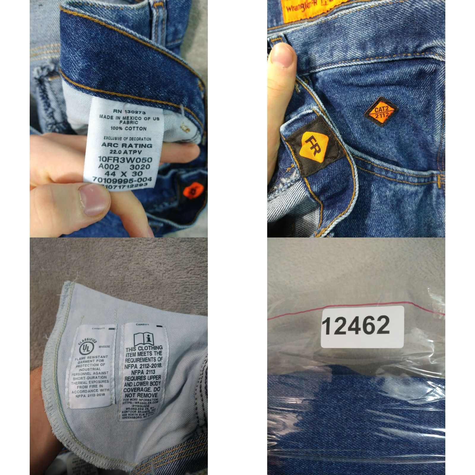 Wrangler VINTAGE Wrangler Jeans Men 44x30 Blue Denim Riggs Workwear Flame Resistant Cat2 Lot of 2 Size US 44 / EU 60 - 8 Thumbnail