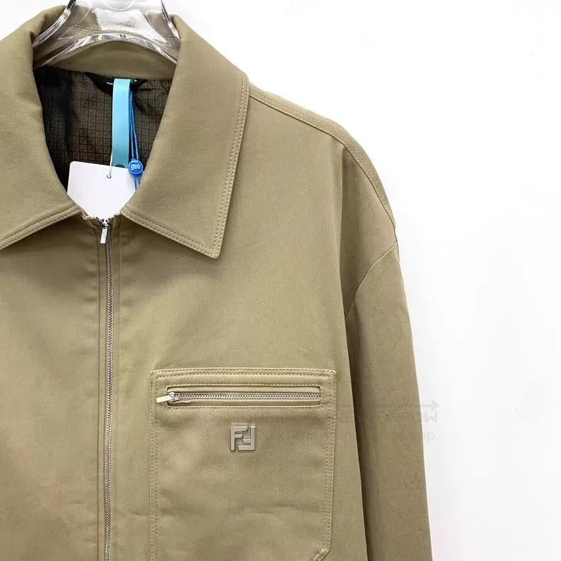Fendi Fendi Khaki logo lapel cotton zip jacket Size US M / EU 48-50 / 2 - 3 Thumbnail
