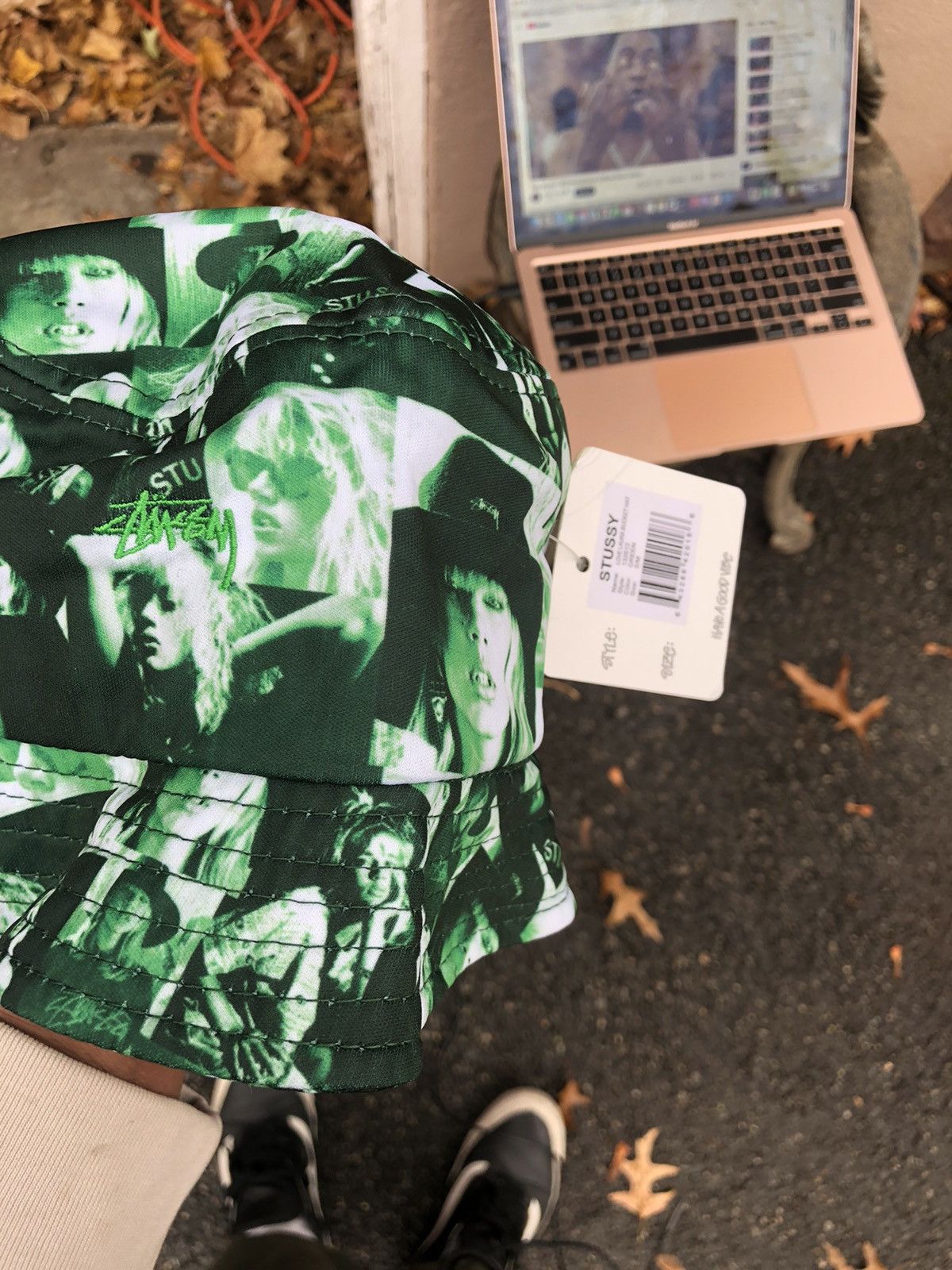 Stussy Stussy Picto Graphic Bucket Hat OS Green White Size ONE SIZE - 1 Thumbnail