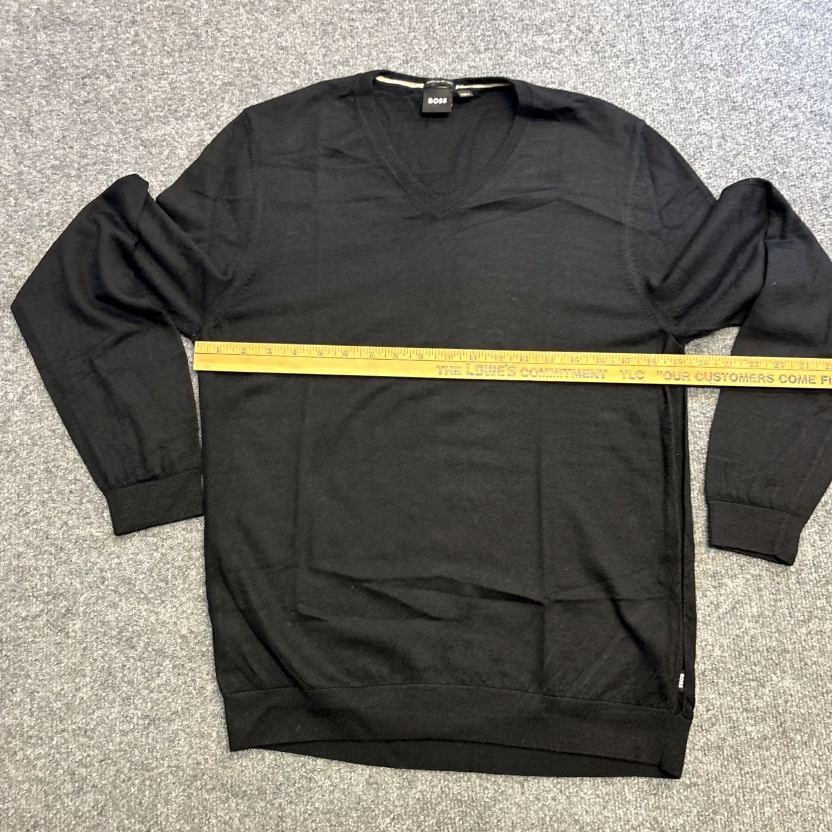 Hugo Boss HUGO BOSS Sweater Pullover Black XL V Neck Italian Virgin Wool Mens Stretchy Size US XL / EU 56 / 4 - 4 Thumbnail
