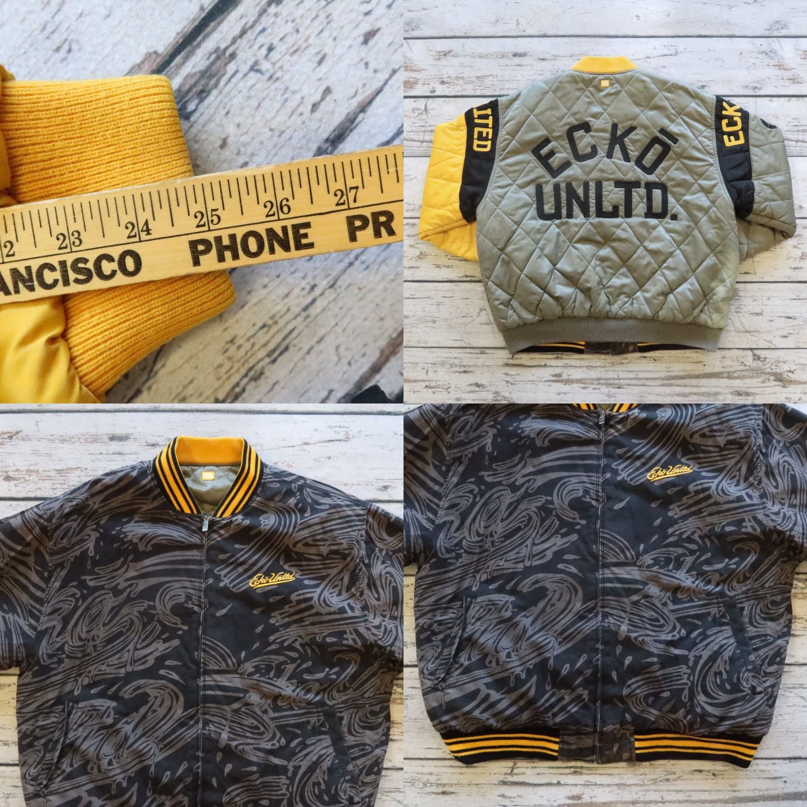 Ecko Unltd. VINTAGE Ecko Unltd. Reversible Quilted Bomber Jacket Men XL Gray/Navy Size US XL / EU 56 / 4 - 10 Thumbnail