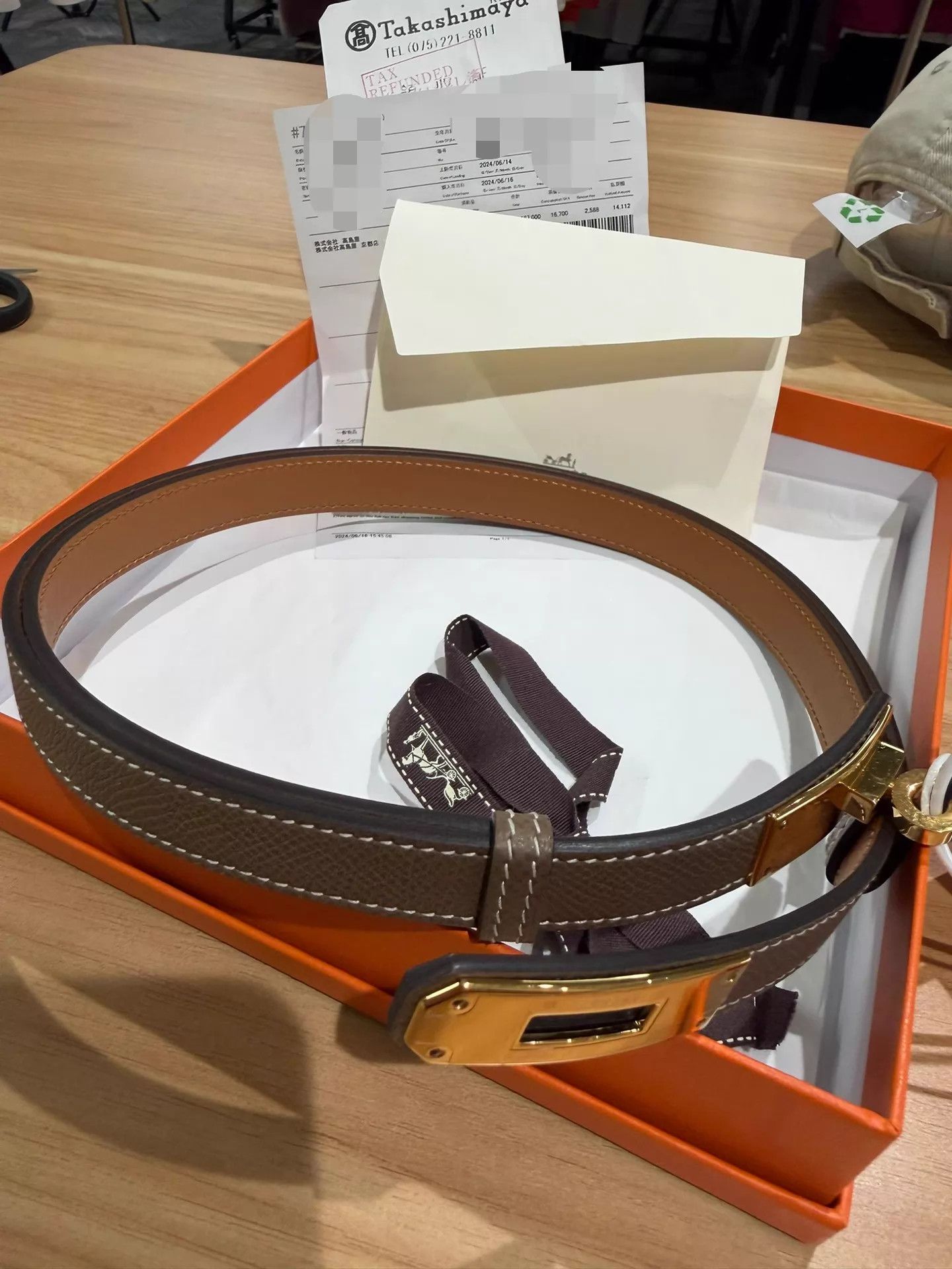 Hermes Hermes Kelly Belt Elephant Grey Gold Buckle W New Size ONE SIZE - 1 Thumbnail