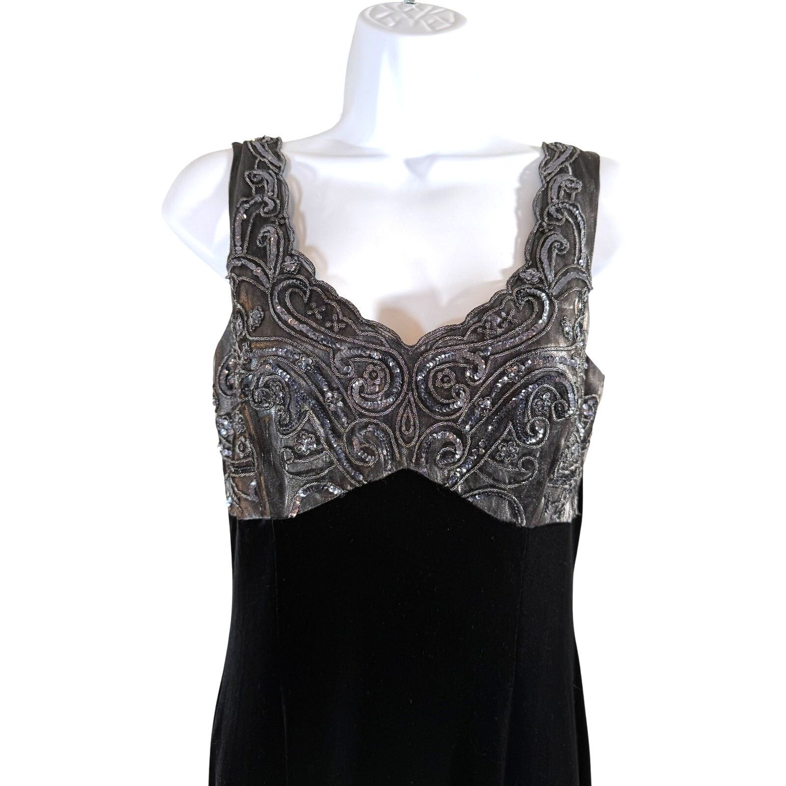 Vintage Jeffrey & Dara Whimsigoth Sleeveless Velvet Maxi Dress Black Size M / US 6-8 / IT 42-44 - 2 Thumbnail