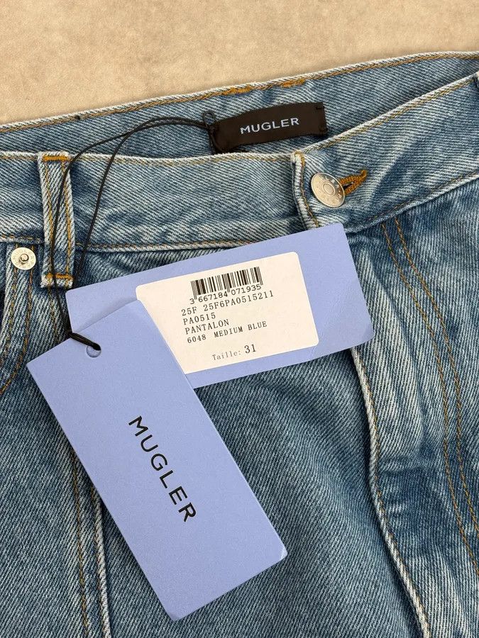 Mugler AW2025 Mugler Spiral Oversized Blue Denim Jeans Size US 33 - 13 Thumbnail