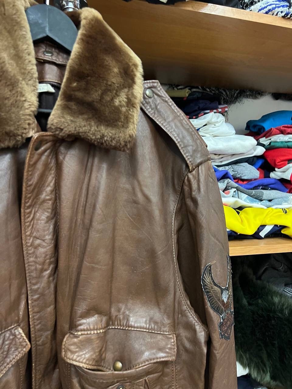 Harley Davidson × Vintage Harley Davidson Y2K Leather Distressed aviator jacket Size US L / EU 52-54 / 3 - 4 Thumbnail