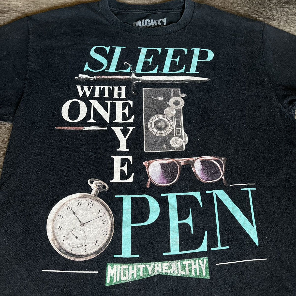 Mighty Healthy × Vintage Vintage 2000s Mighty Healthy Sleep With One Eye Open T Shirt Size US L / EU 52-54 / 3 - 2 Thumbnail