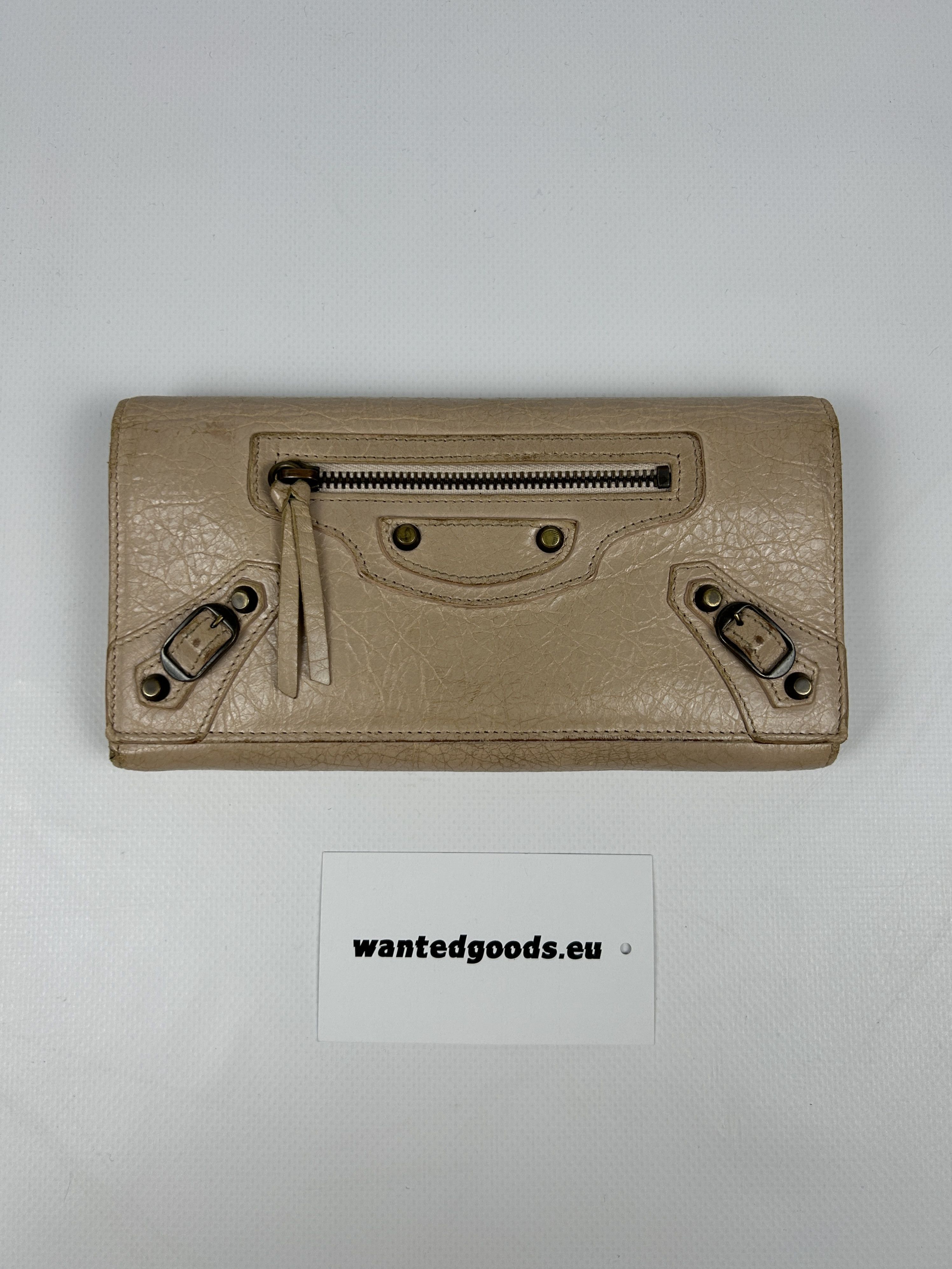 image of Balenciaga Classic Continental Long Leather Wallet in Beige, Men's