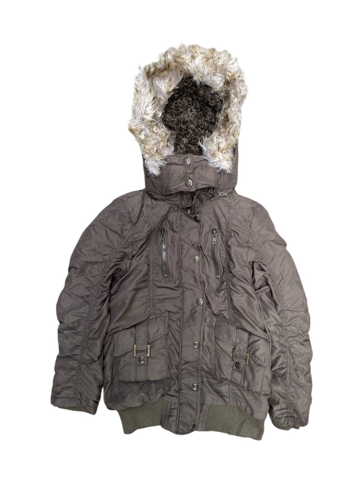 Japanese Rote Rose Faux Fur Wrinkle Jacket