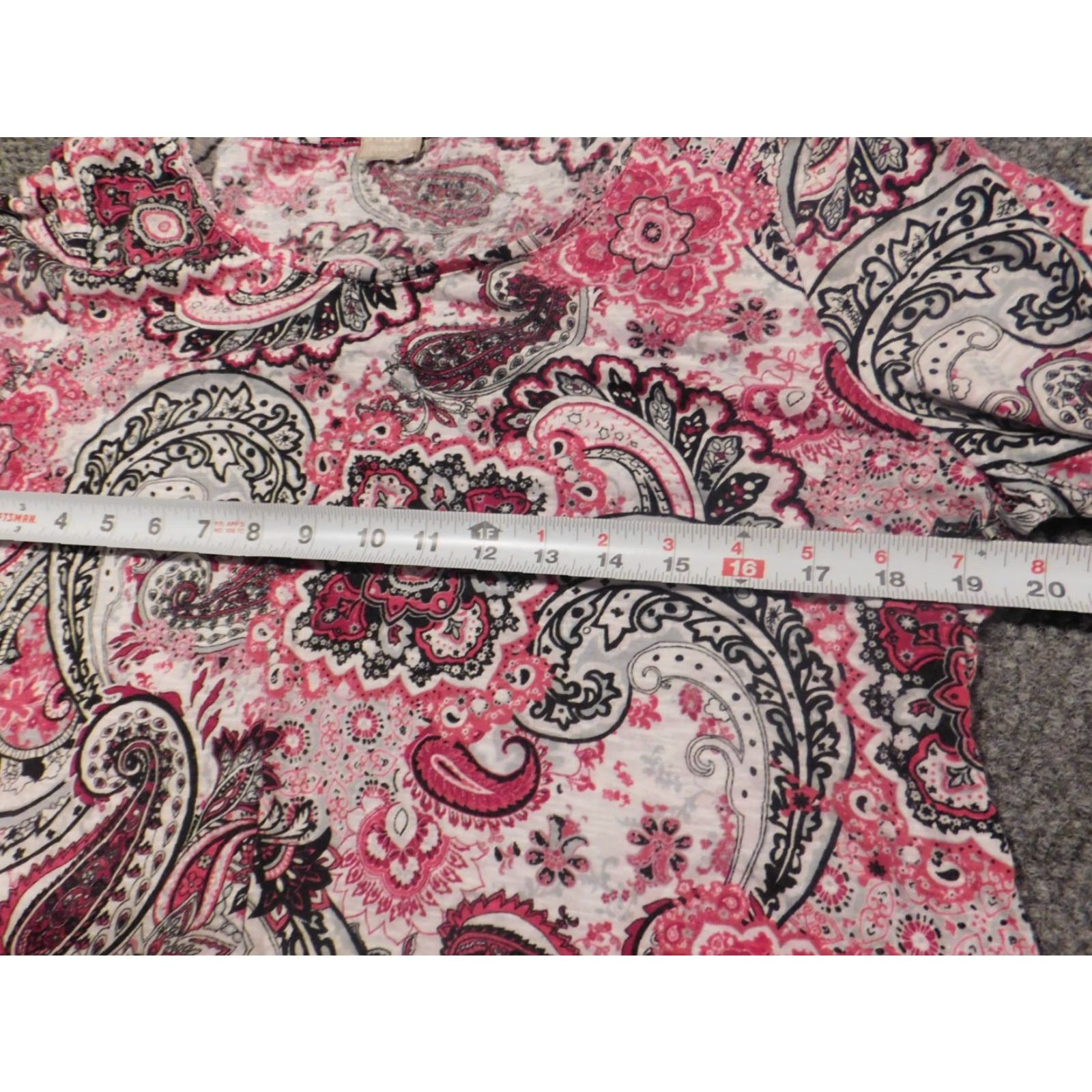 Vintage Chico's Blouse Shirt L Women Red Floral Crew Neck Pullover Cotton Modal Long Sleeve Button Breathable Casual Classic Size L / US 10 / IT 46 - 7 Thumbnail