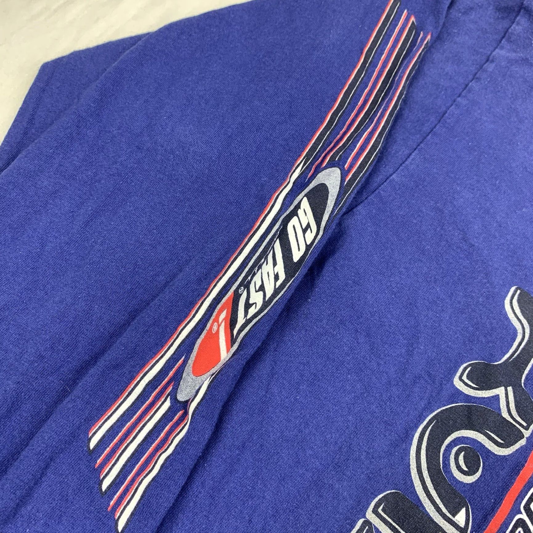 Vintage VINTAGE Go Fast Shirt Mens Large Blue Long Sleeve Crew Neck Grunge Y2K 47t Size US L / EU 52-54 / 3 - 3 Thumbnail