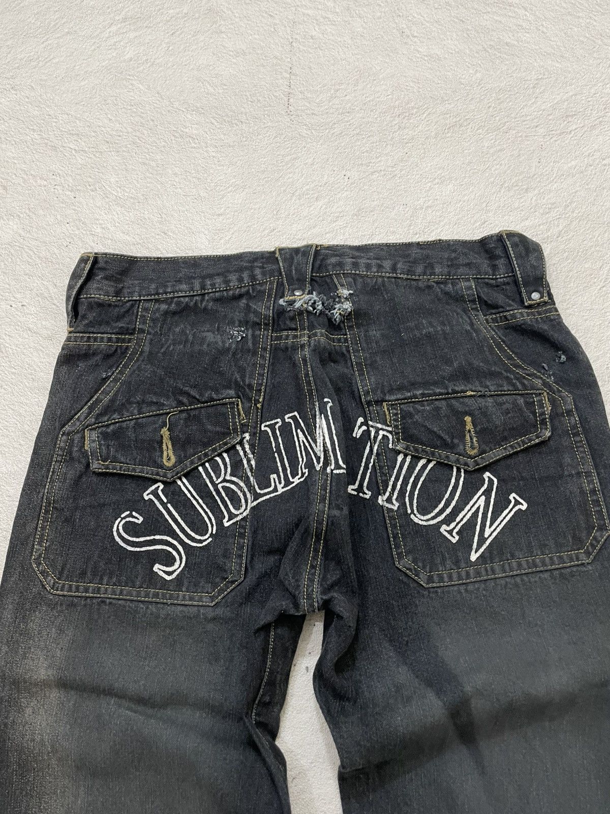 Kapital 2000s In the Attic Archive Punk Heavy Distressed Black Denim Size US 30 / EU 46 - 10 Thumbnail