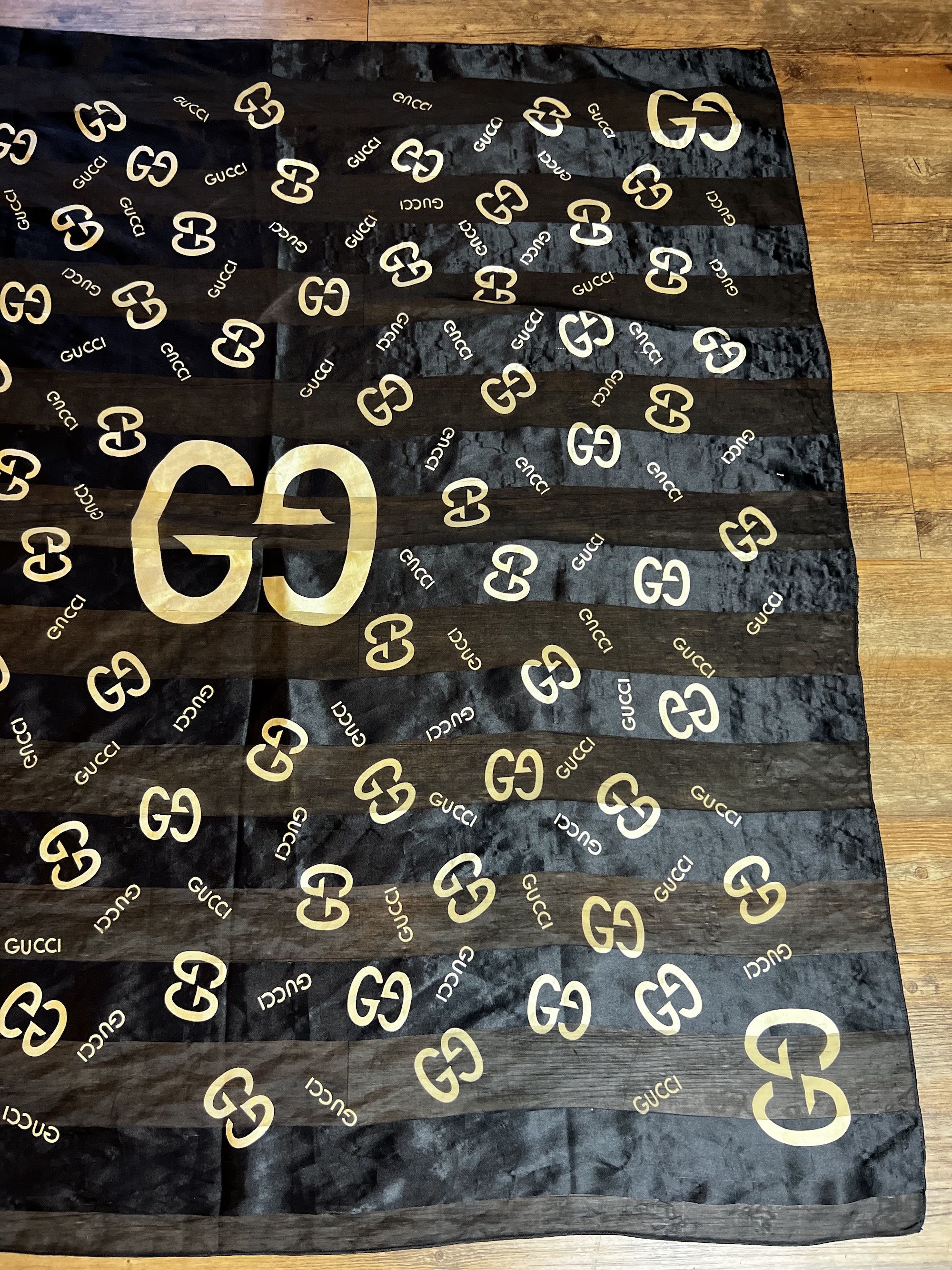 Gucci Vintage GUCCI GG Sheer Black Monogram Scarf Size ONE SIZE - 2 Thumbnail