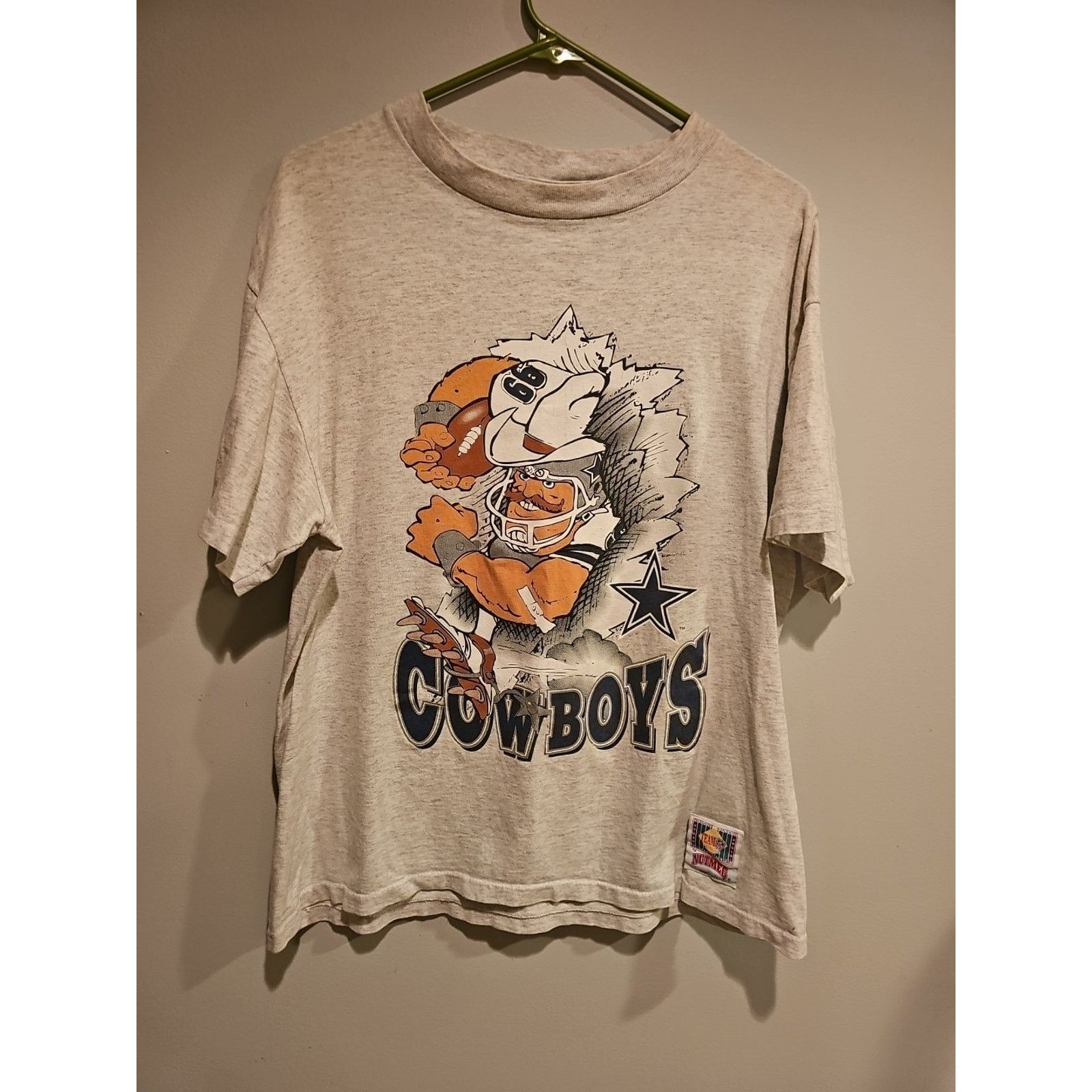 90S DALLAS COWBOYS GRAPHIC T MENS M CARICATURE BREAKTHROUGH