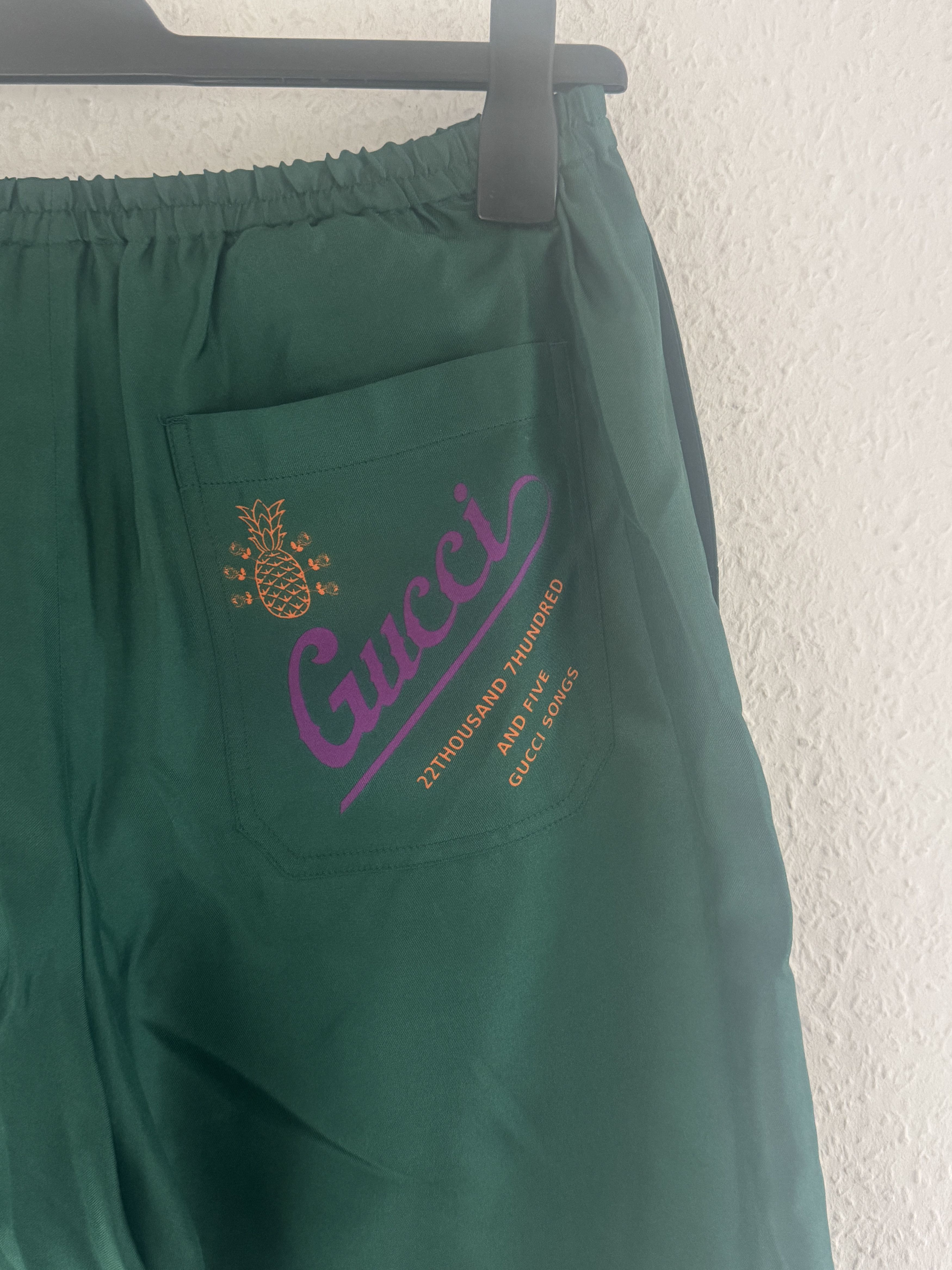 Gucci Green Silk Logo Shorts Size US 30 / EU 46 - 15 Thumbnail