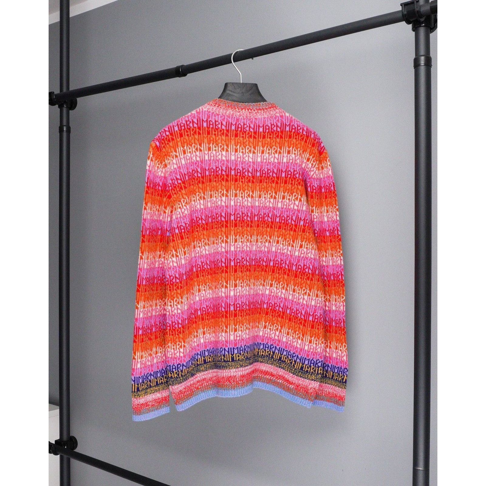 Marni Marni monogram logo pink multicolor wool crewneck sweater Size US S / EU 44-46 / 1 - 6 Thumbnail