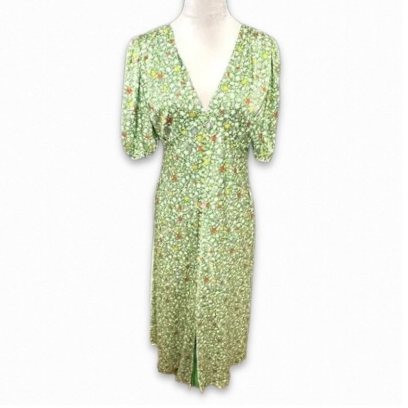 Alexia Admor Floral Midi Dress Lorelei V-Neckline Green 6