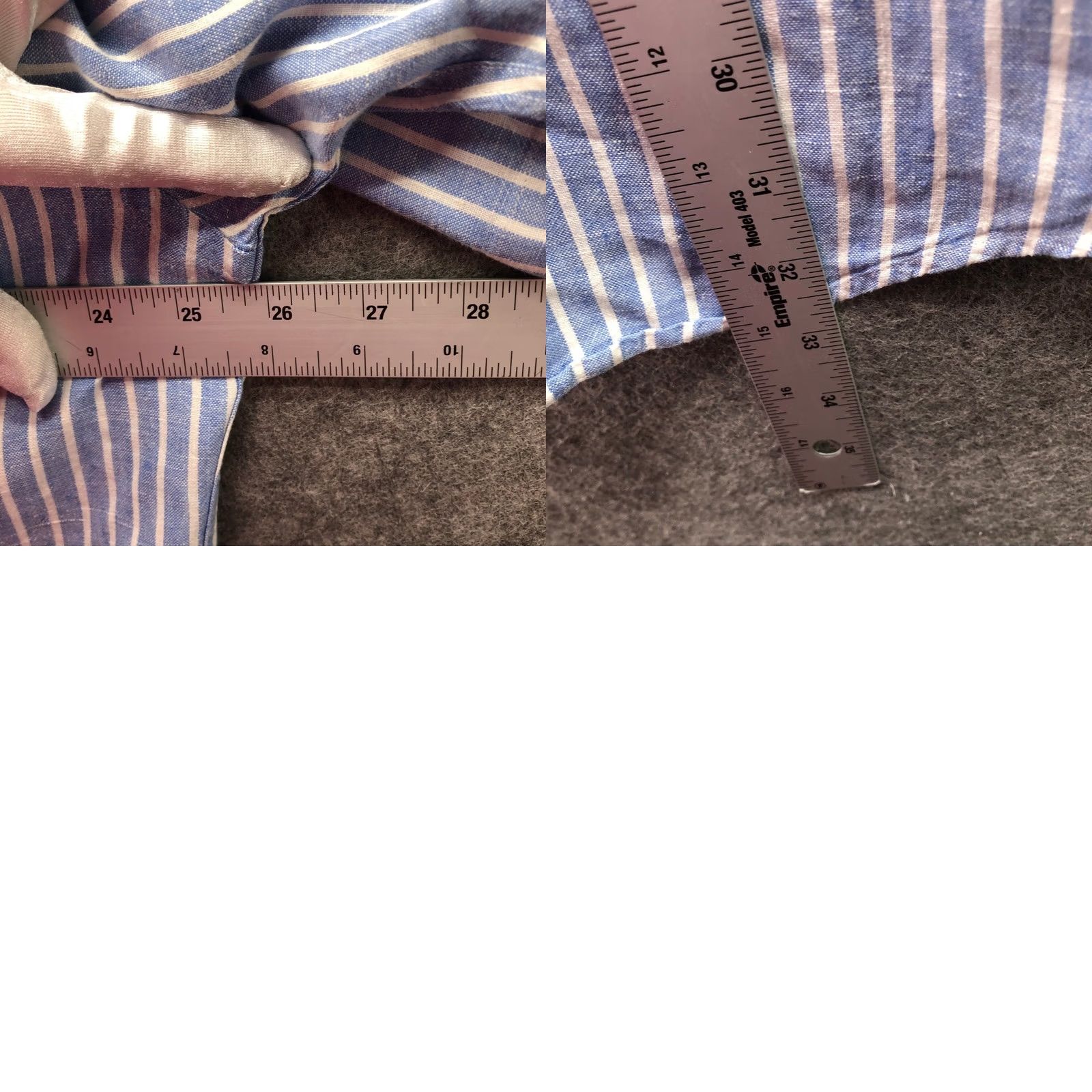 Lands' End Lands' End Short Sleeve Shirt Mens L Blue White Stripe Button-Down 100% Linen Size US L / EU 52-54 / 3 - 8 Thumbnail