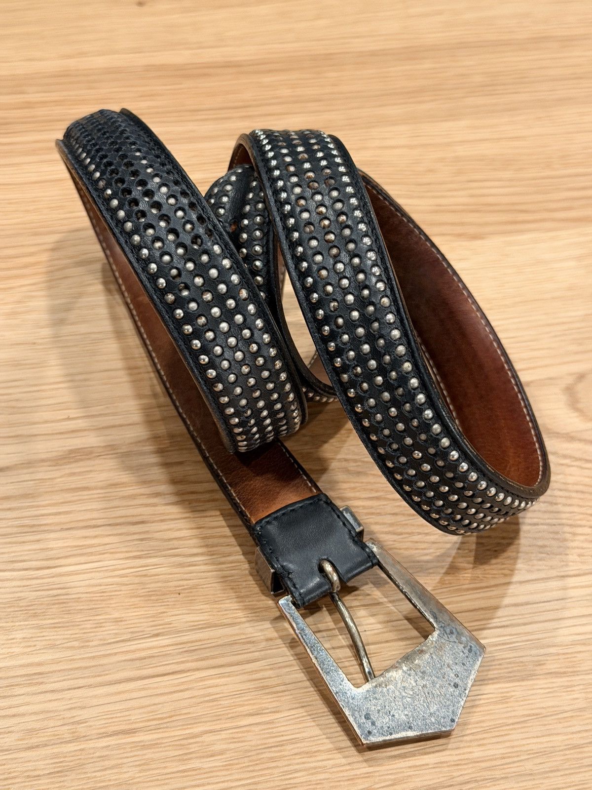 Balmain Decarnin FW 2010 Heavy Stud Leather Belt Size 36 - 2 Thumbnail
