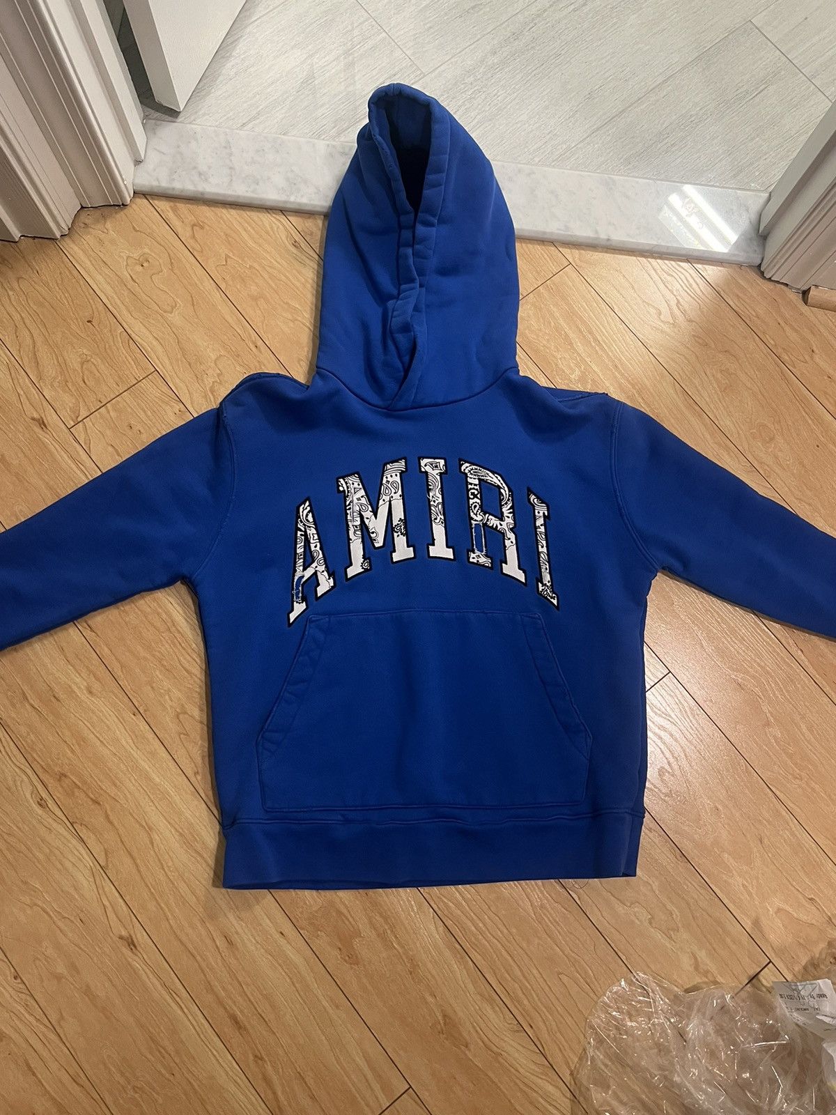 image of Amiri Bandana Hoodie Blue Size Small, Men's