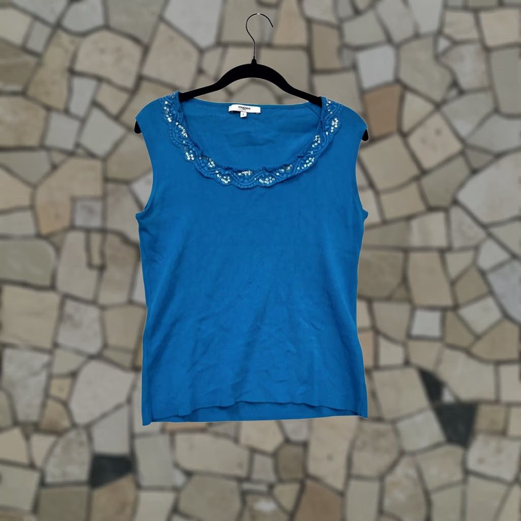 Vintage Vertigo Large Blue Sleeveless Top L Unisex Adults Size L / US 10 / IT 46 - 1 Thumbnail