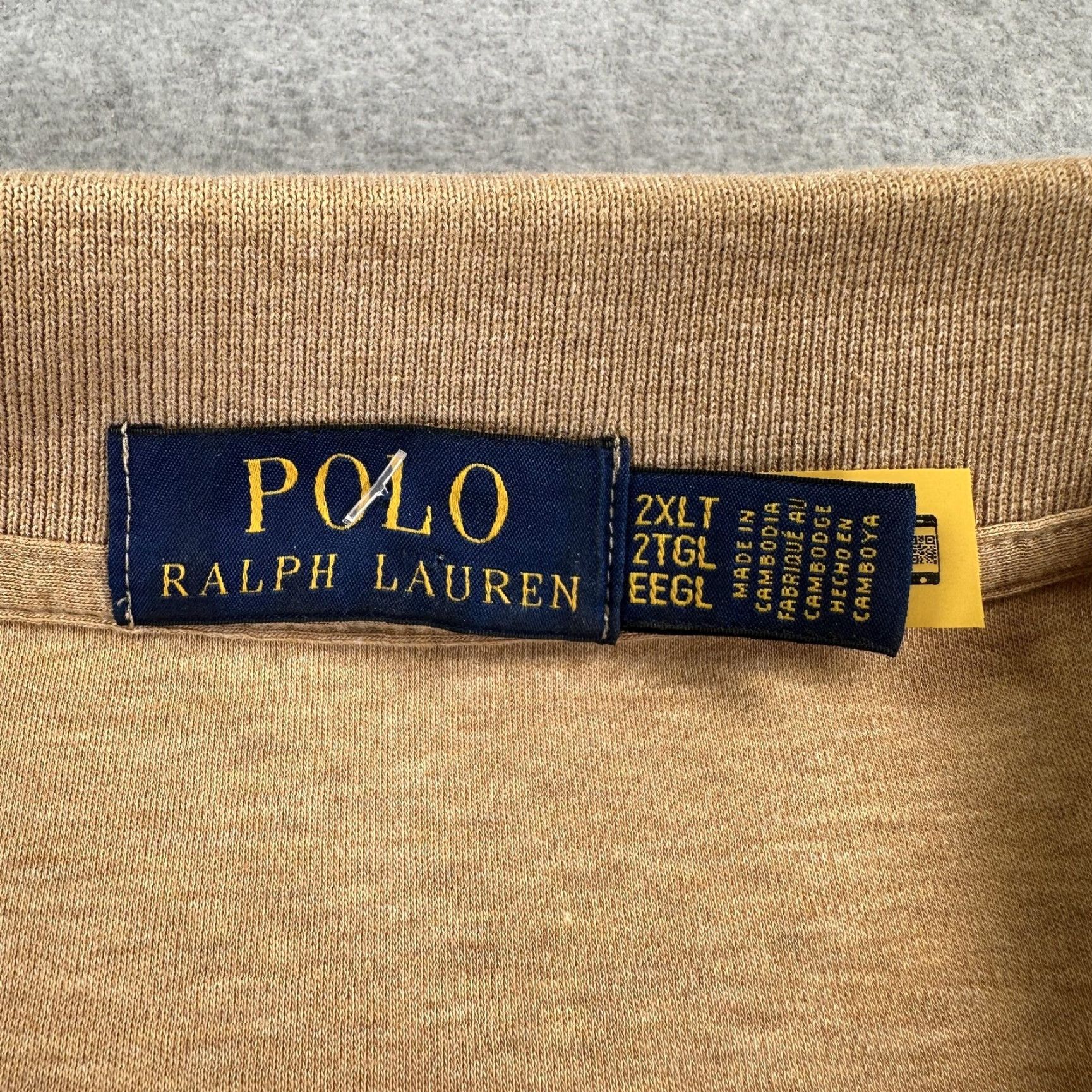 Polo Ralph Lauren VINTAGE Polo Ralph Lauren Polo Shirt Mens 2XLT Beige Big & Tall Long Sleeve Knit Cotton Size US XXL / EU 58 / 5 - 3 Thumbnail