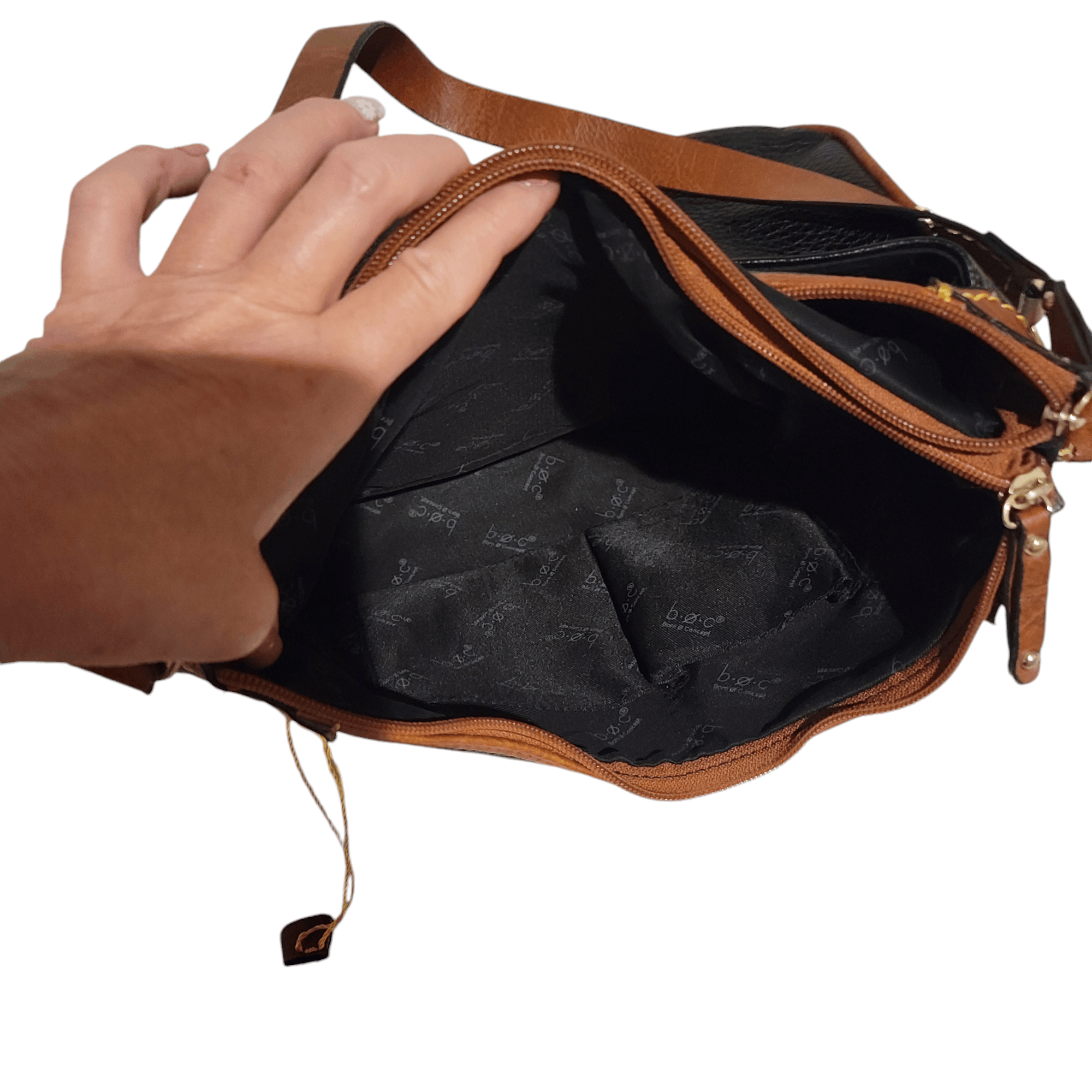 Boc B.O.C. Oakfield Hobo Black & Tan Faux Leather Shoulder Bag Size ONE SIZE - 10 Thumbnail