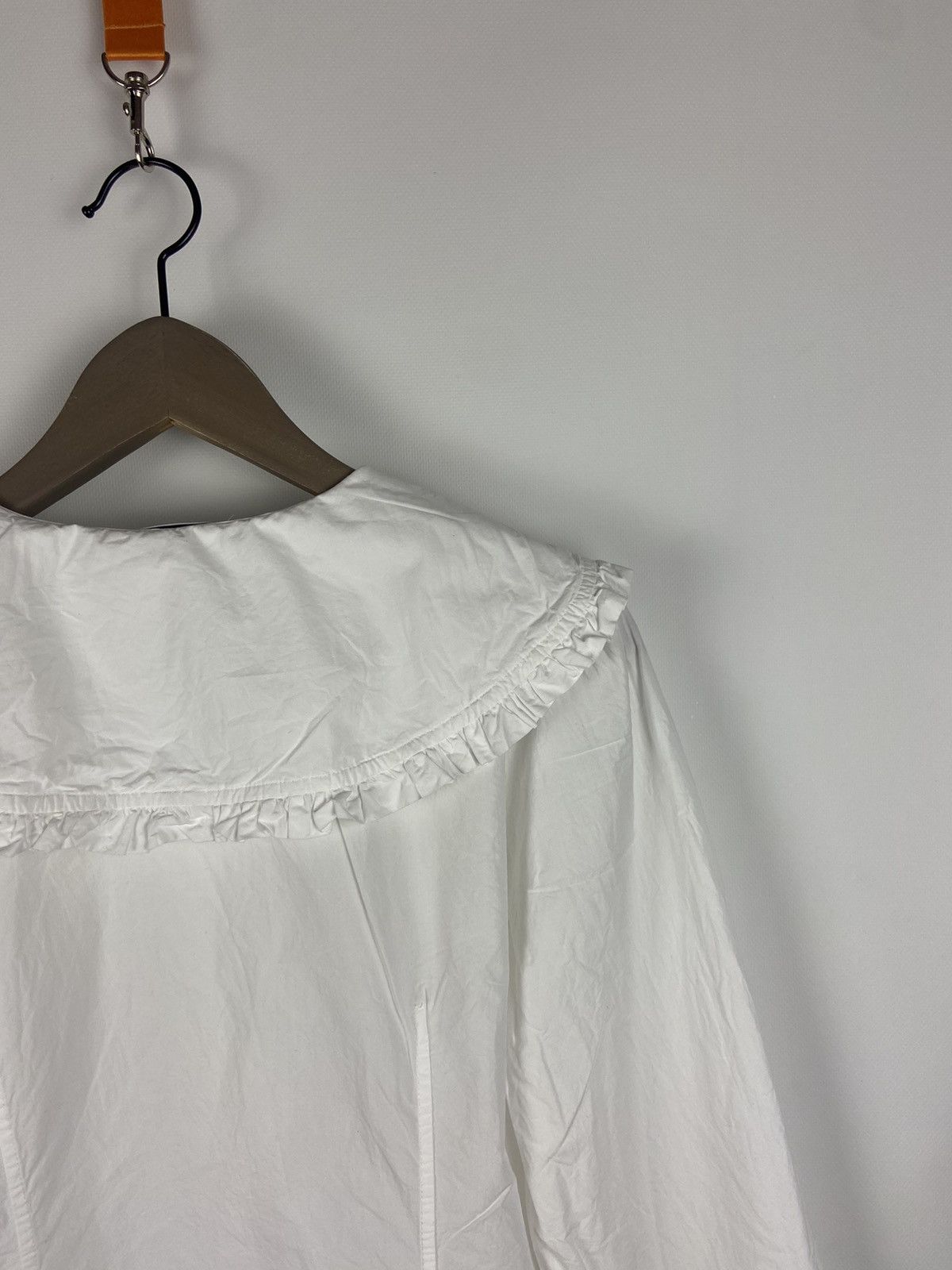 Designer × Ganni RRP$205 GANNI White Cotton Oversized Ruffled Collar Shirt Size XS / US 0-2 / IT 36-38 - 17 Thumbnail