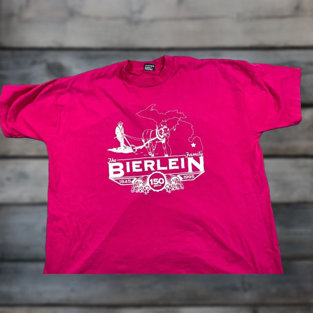 Fruit Of The Loom VINTAGE 1995 Michigan Bierlein Family T-Shirt Adult 2XL Dark Pink Graphic Print Single Stitch Fruit of the Loom 90s Mens Size US XXL / EU 58 / 5 - 1 Thumbnail