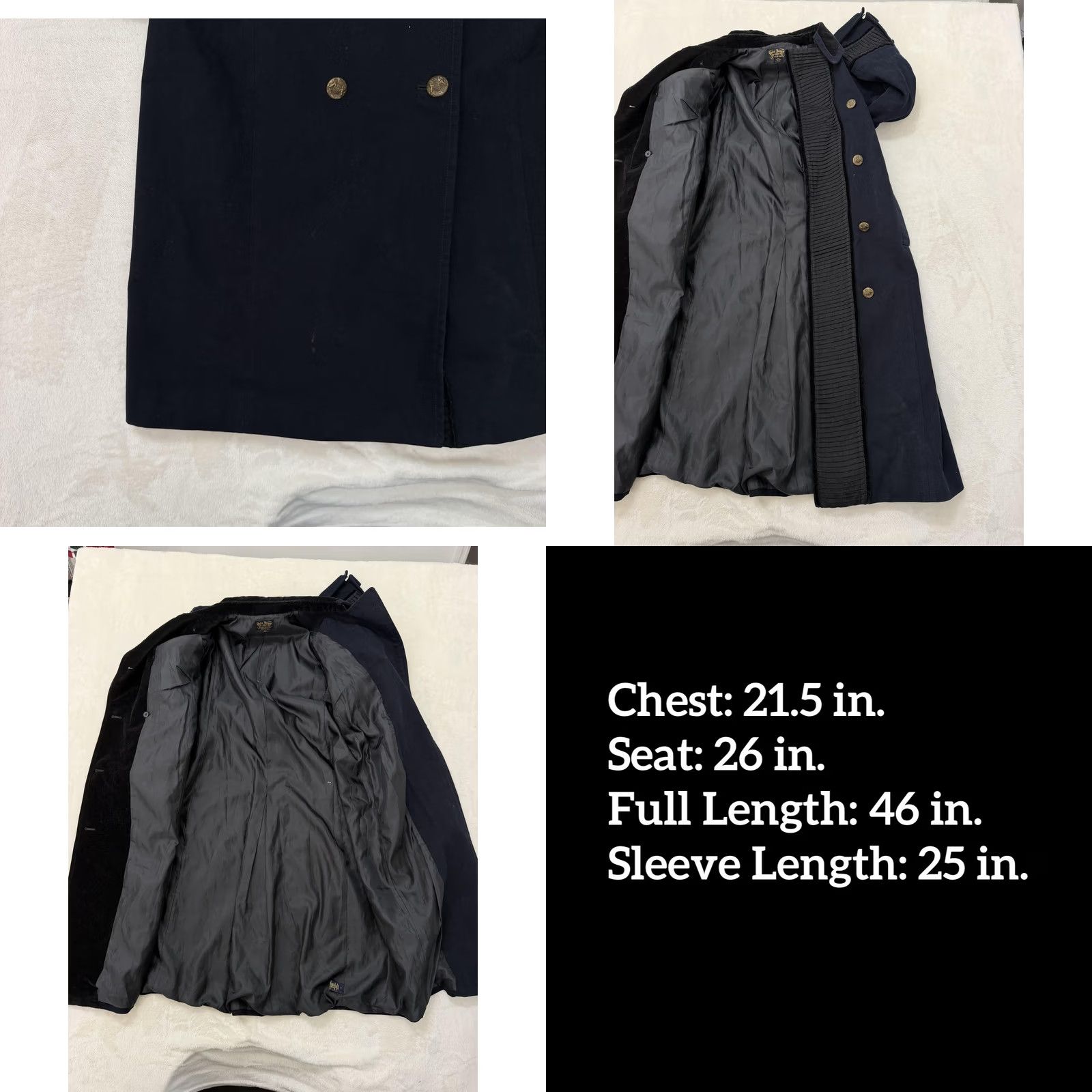 Ralph Lauren Ralph Lauren Polo Jeans Coat Womens Large Blue Trench Coat Military Army Buttoned Belted Long Sleeve Lined Twill Size 36" / US 14 / IT 50 - 8 Thumbnail