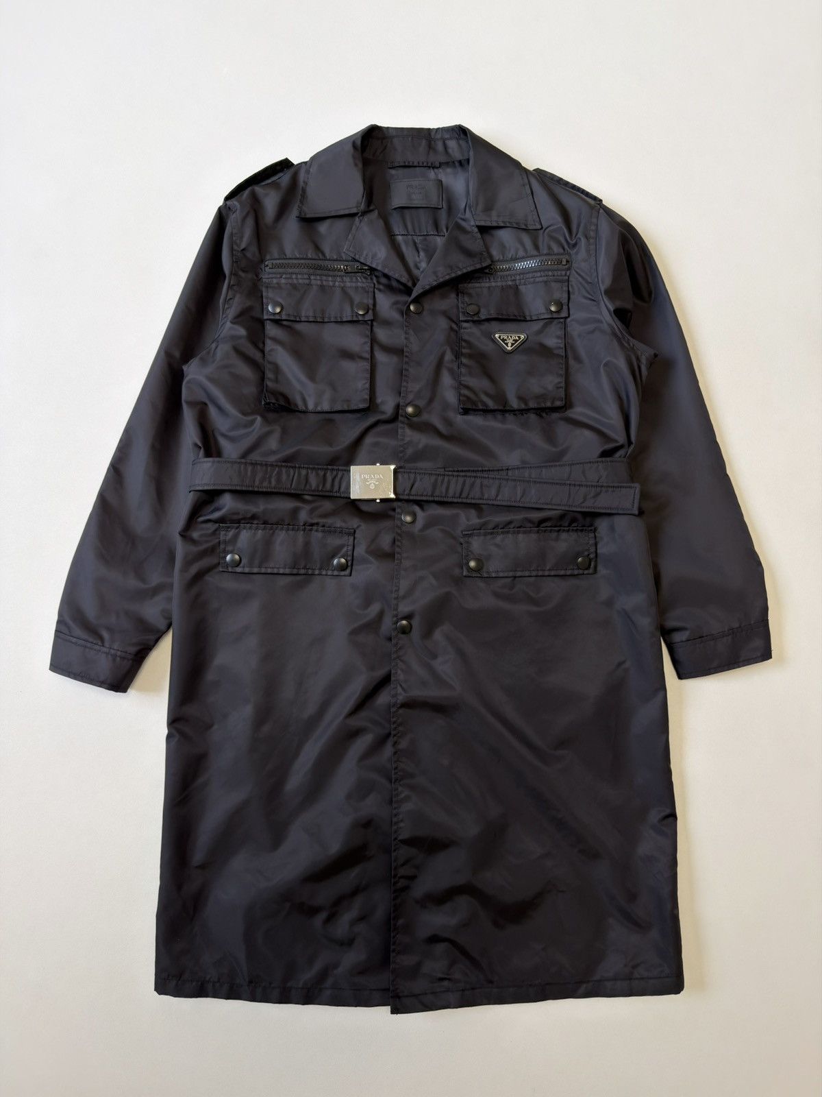 Prada A/W 19 ‘Black Nylon Gabardine Coat’ Size US M / EU 48-50 / 2 - 2 Thumbnail