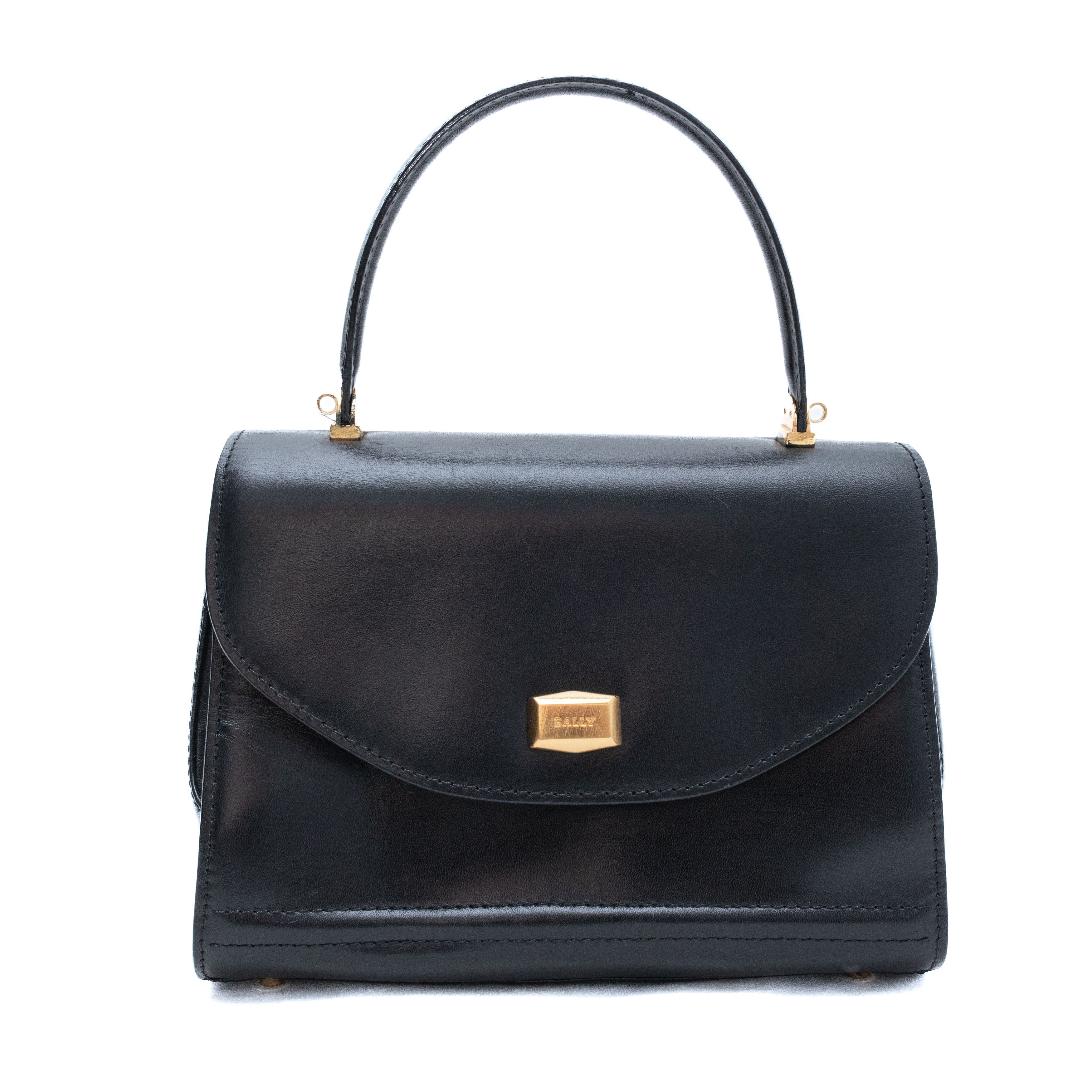 Bally Vintage Leather Top Handle Bag in Blue, Women's