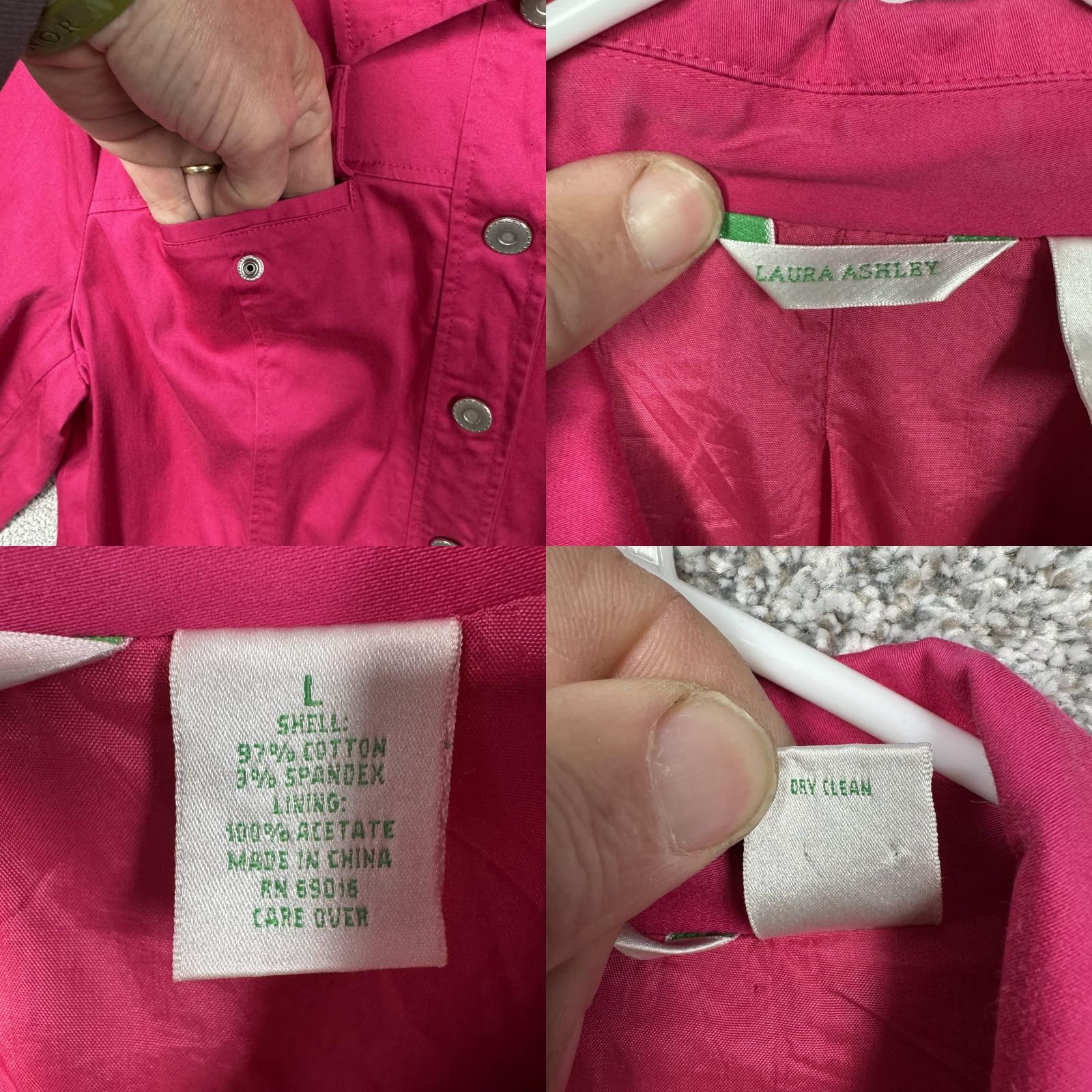 Laura Ashley Laura Ashley Jacket Womens Basic Short Pink Snap Front Lined Pockets Collared Casual Fall Spring Size L / US 10 / IT 46 - 8 Thumbnail