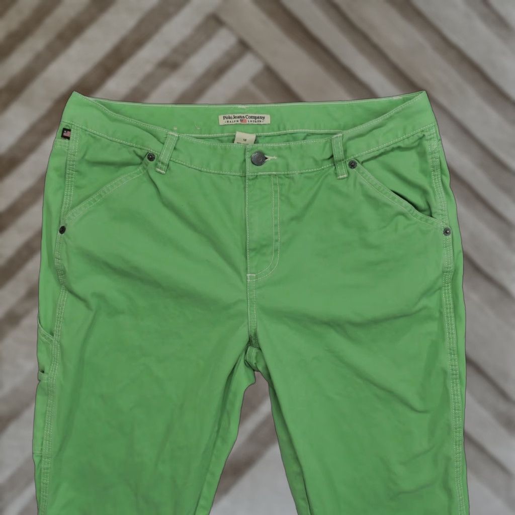 Rag & Bone VINTAGE Polo Jeans Ralph Lauren Pants Womens 14 Green Cotton Cropped 34x24 Y2K - Pants - Women - 14 - Green - Cropped - Casual - Wool? Size 36" / US 14 / IT 50 - 1 Thumbnail